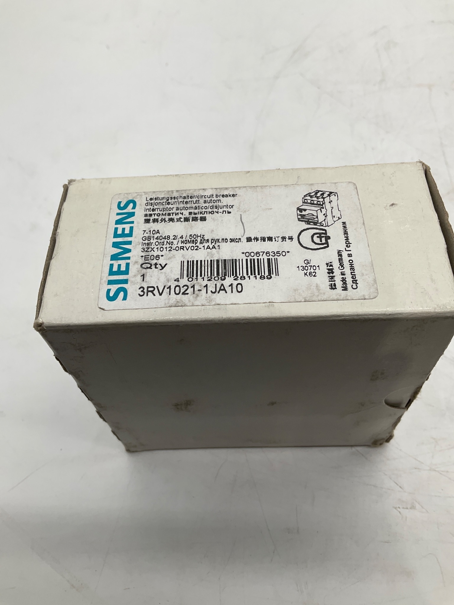 SIEMENS 3RV1021-1JA10 SIRIUS Motor Protection Circuit Breaker 7-10A NEW 1