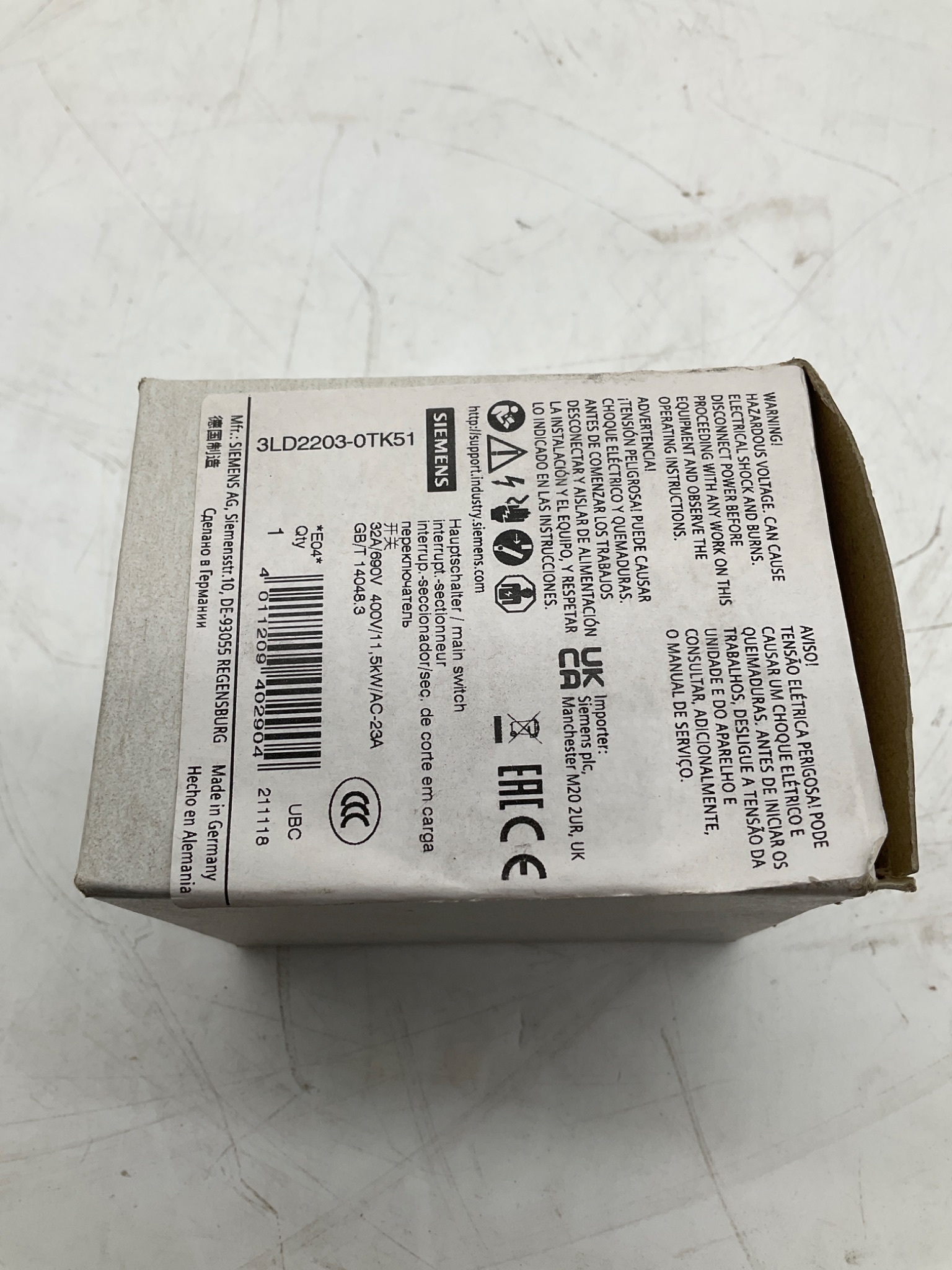 SIEMENS 3LD2203-0TK51 Main Switch 32A Door Coupling Rotary Disconnect NEW 1