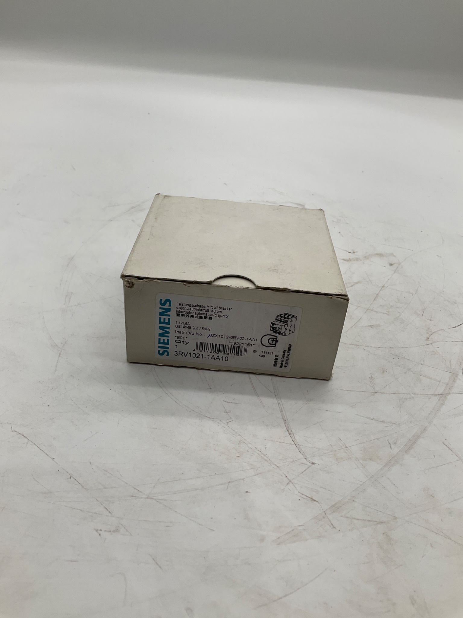 SIEMENS 3RV1021-1AA10 SIRIUS Motor Protection Circuit Breaker 1.1-1.6A NEW 0