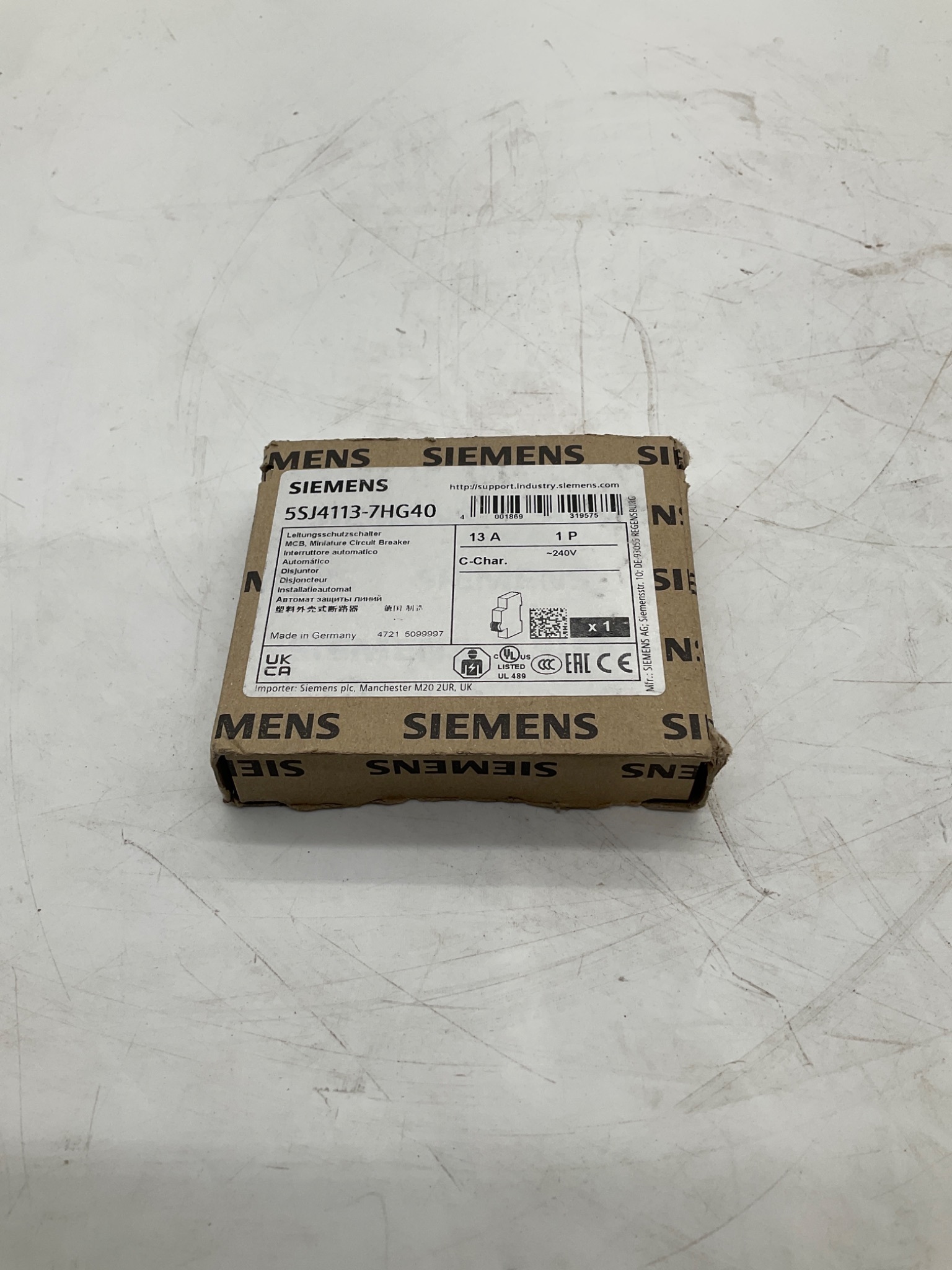 SIEMENS 5SJ4113-7HG40 Miniature Circuit Breaker 13A 1-Pole C Curve NEW 0