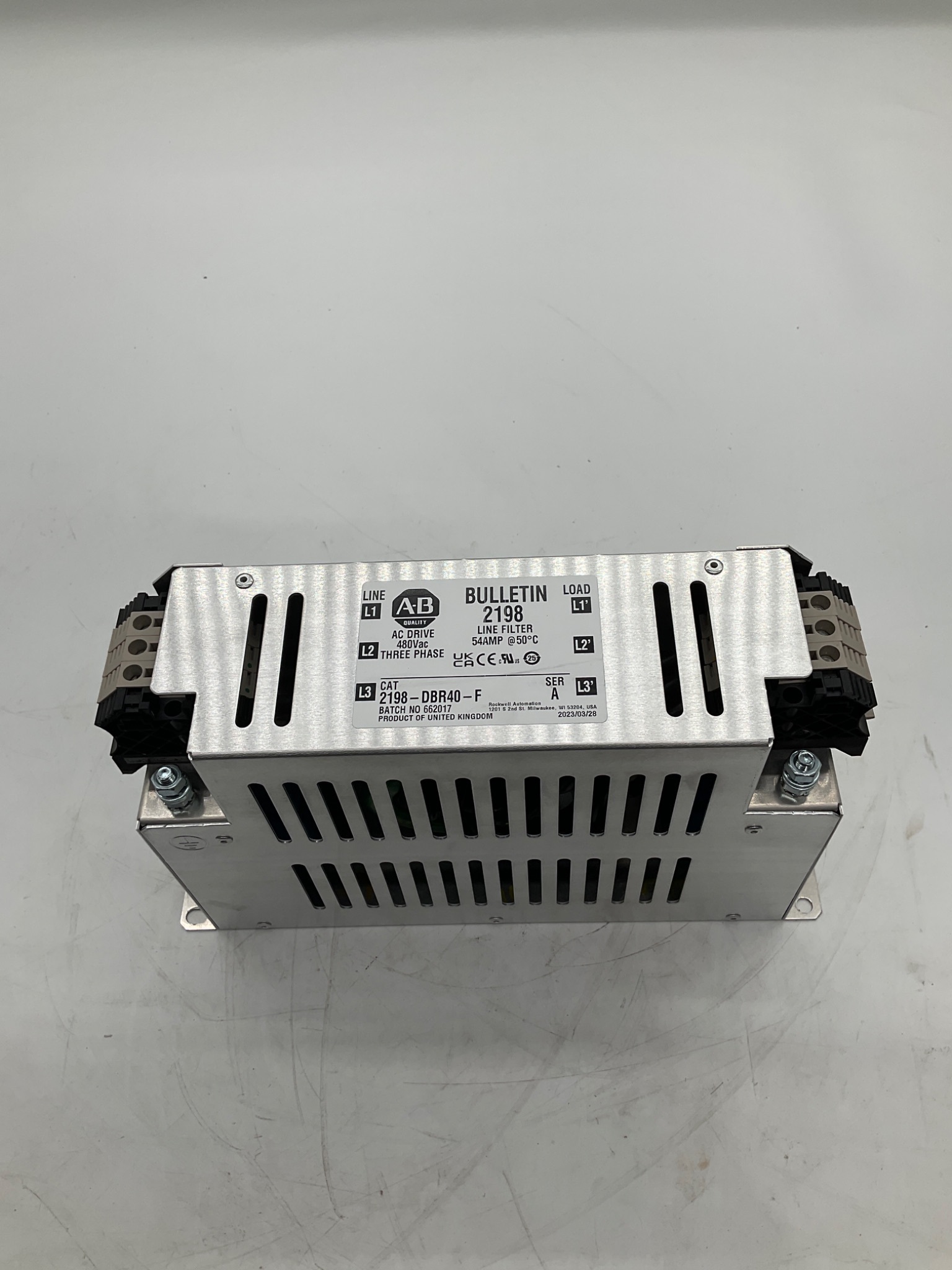 ALLEN-BRADLEY 2198-DBR40-F Line Filter 480VAC 54A 3-Phase NEW 1
