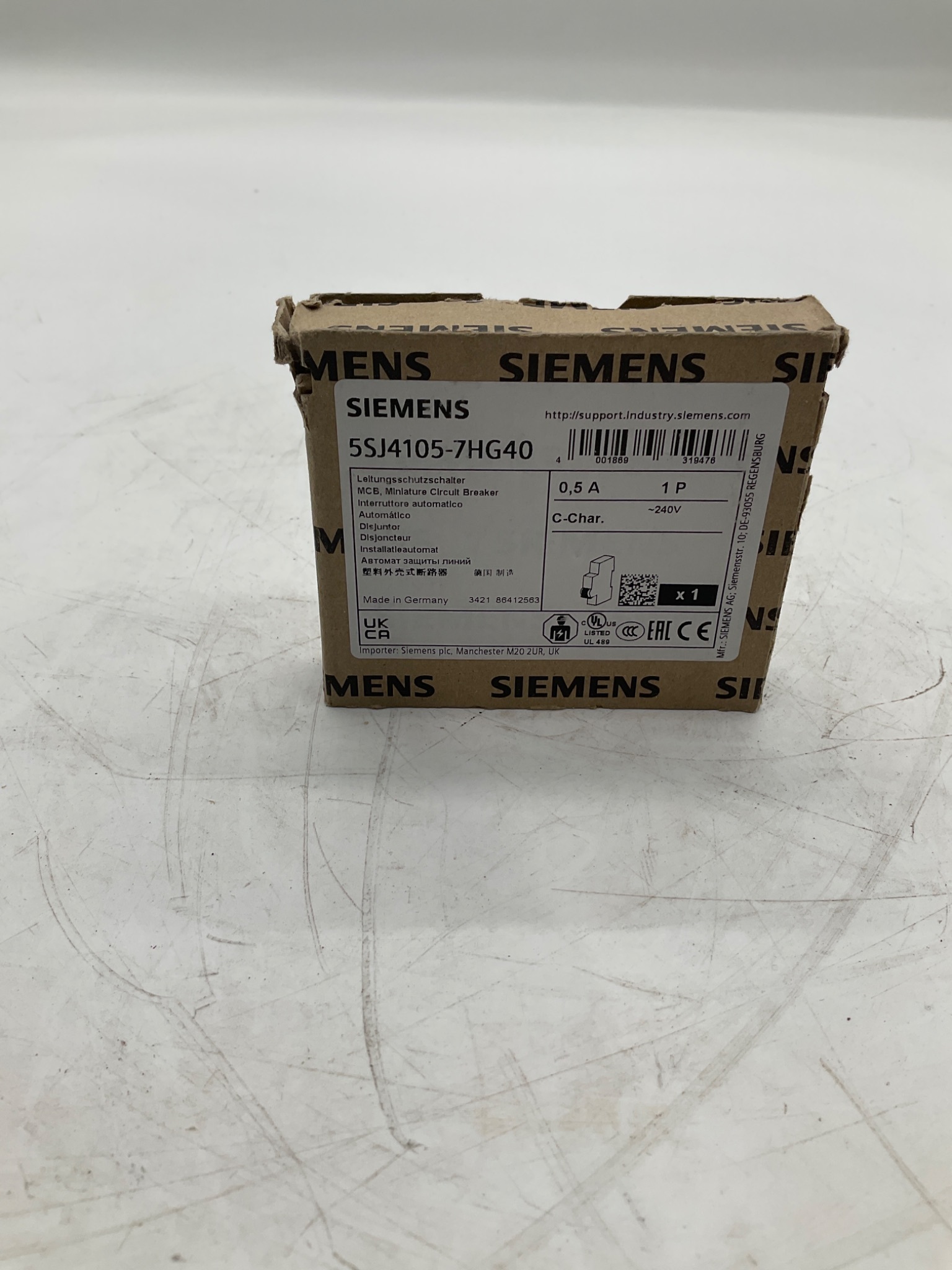 SIEMENS 5SJ4105-7HG40 Miniature Circuit Breaker 0.5A 1-Pole C Curve NEW 1