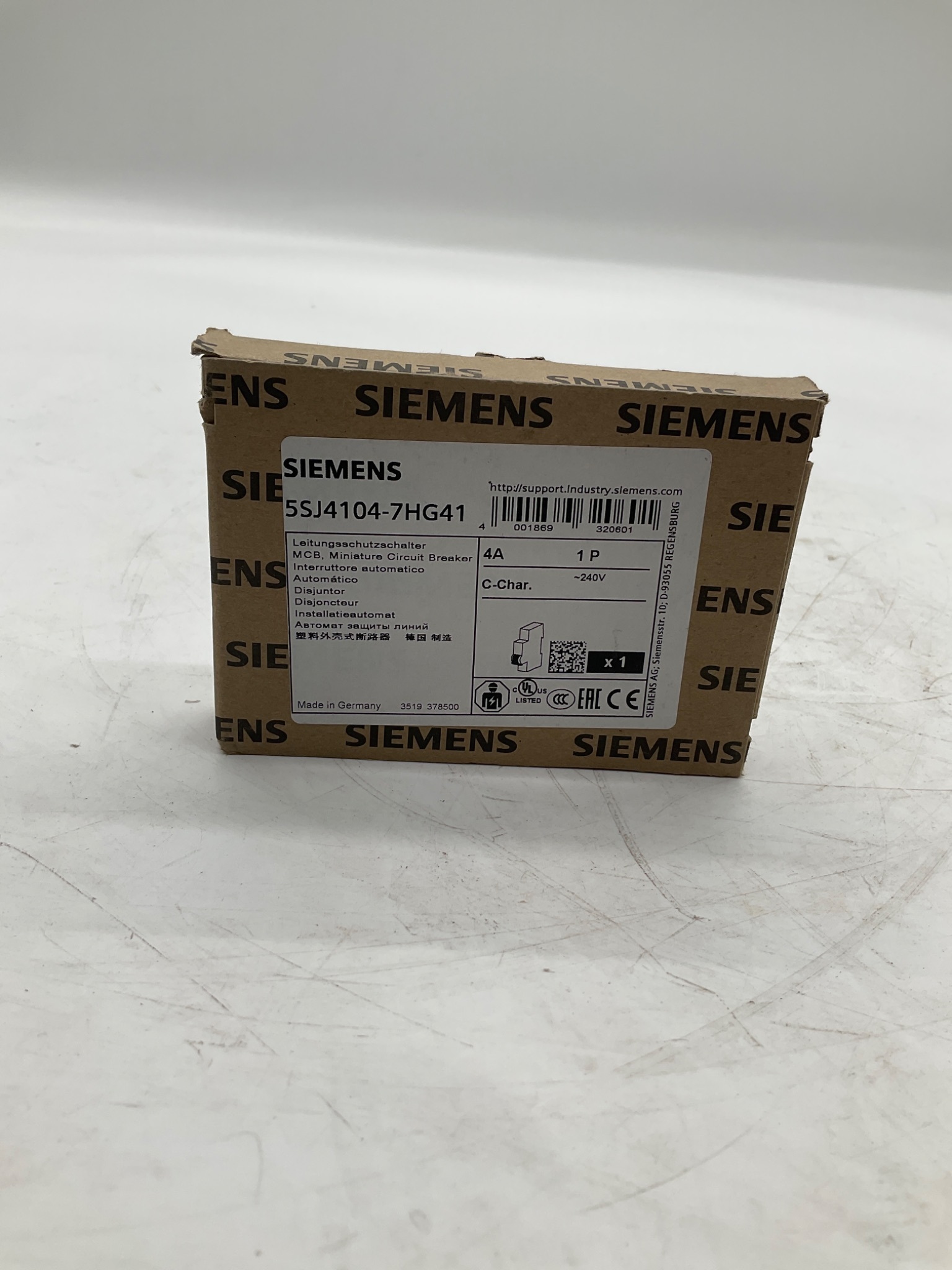 SIEMENS 5SJ4104-7HG41 Miniature Circuit Breaker 4A 1-Pole C Curve NEW 1