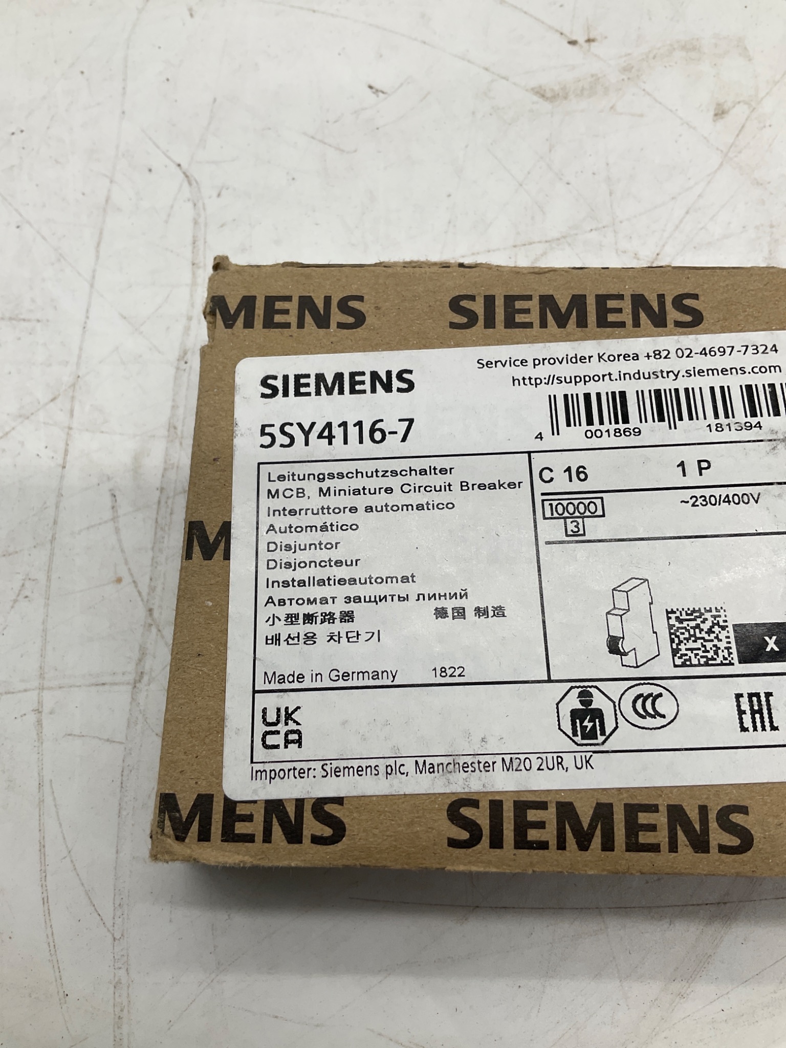 SIEMENS 5SY4116-7 Miniature Circuit Breaker 16A 1-Pole C Curve NEW 1