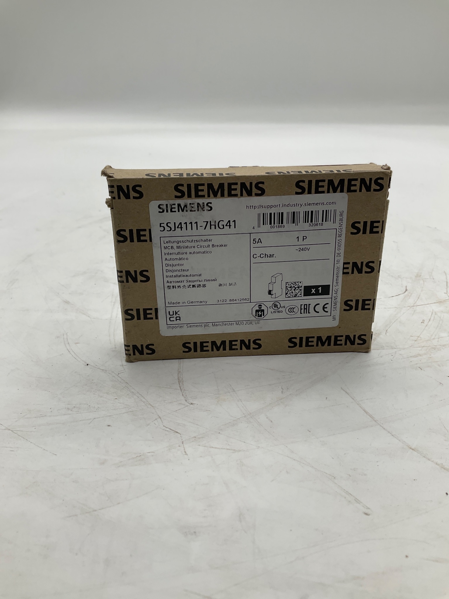 SIEMENS 5SJ4111-7HG41 Miniature Circuit Breaker 5A 1-Pole C Curve NEW 0