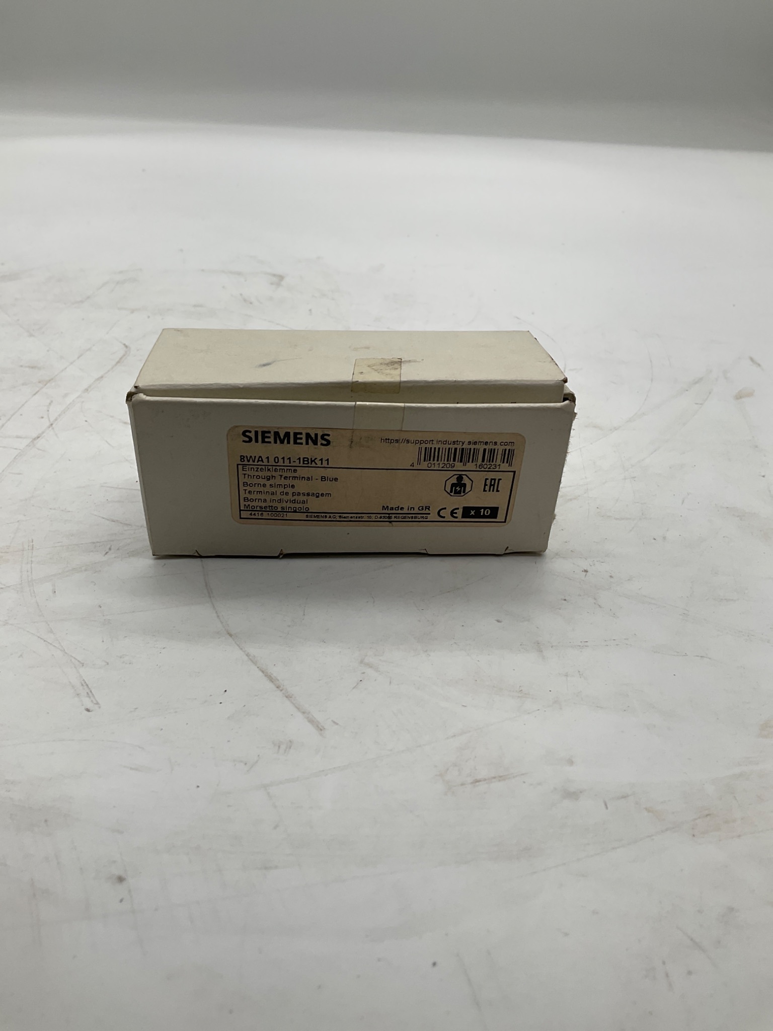 SIEMENS 8WA1011-1BK11 Through Terminal Blue (Lot Of 10) NEW 0
