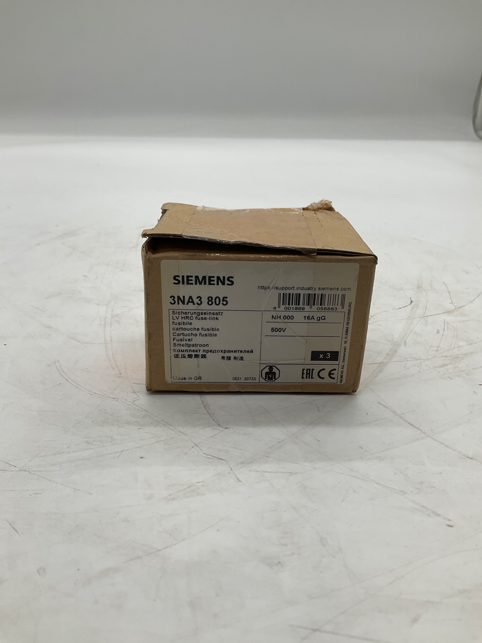 SIEMENS 3NA3 805 NH000 Fuse Link 16A 500V (Lot Of 3) NEW 0