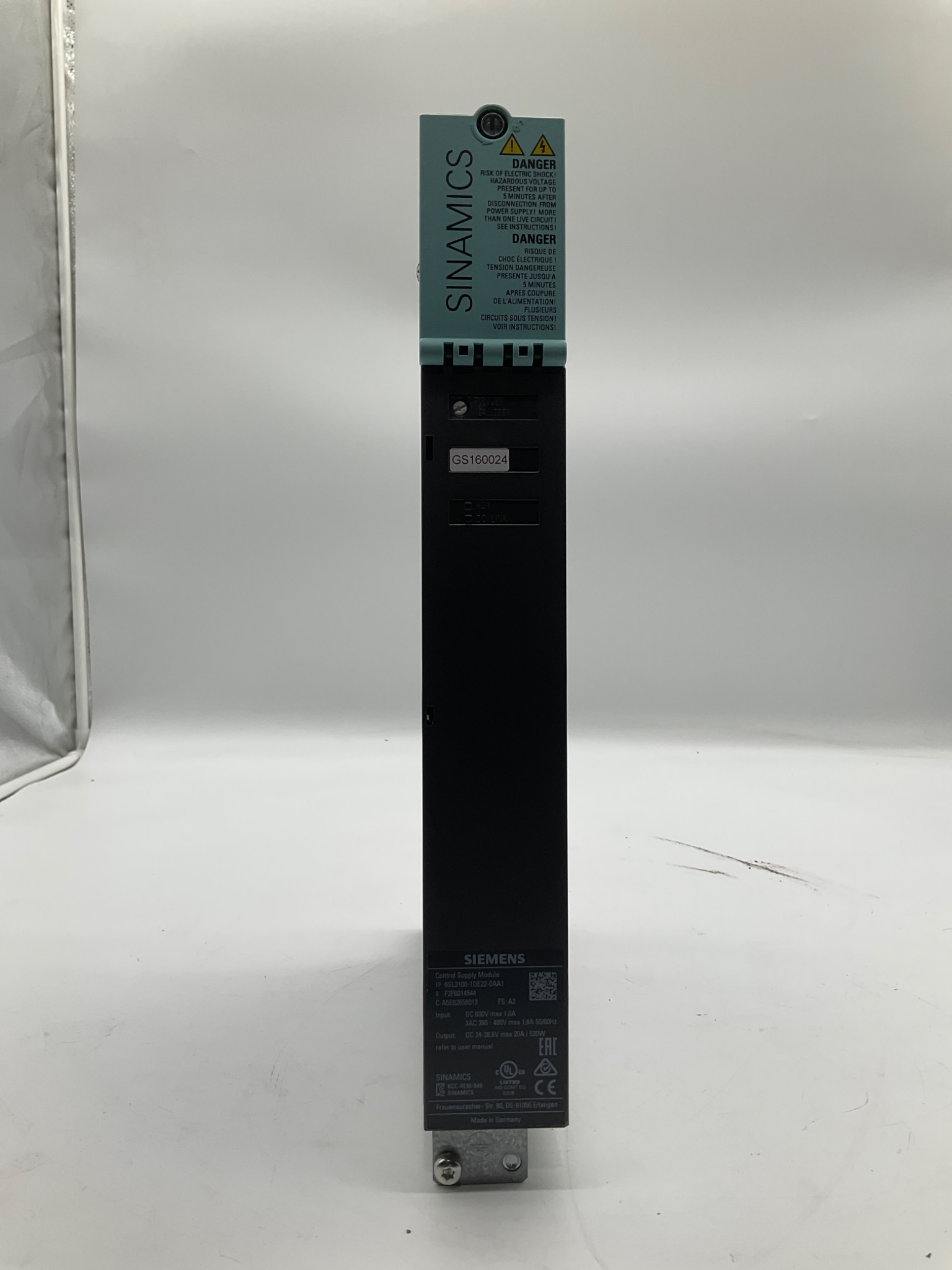 SIEMENS 6SL3100-1DE22-0AA1 SINAMICS Control Supply Module USED 4