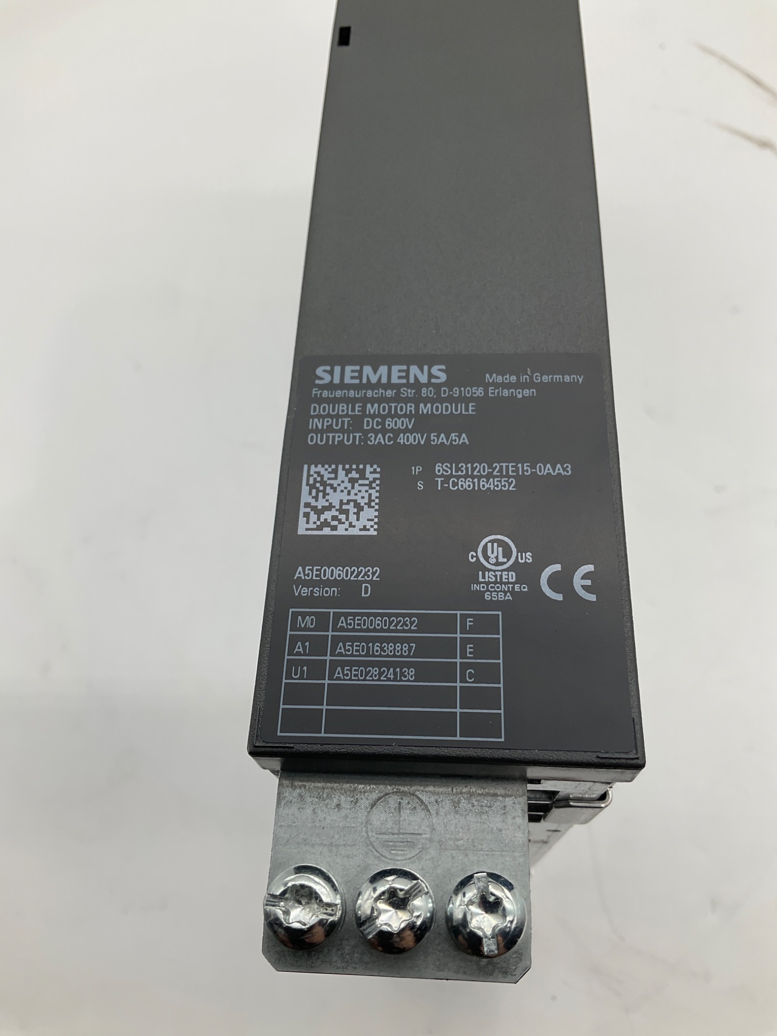 SIEMENS 6SL3120-2TE15-0AA3 SINAMICS Double Motor Module USED 2