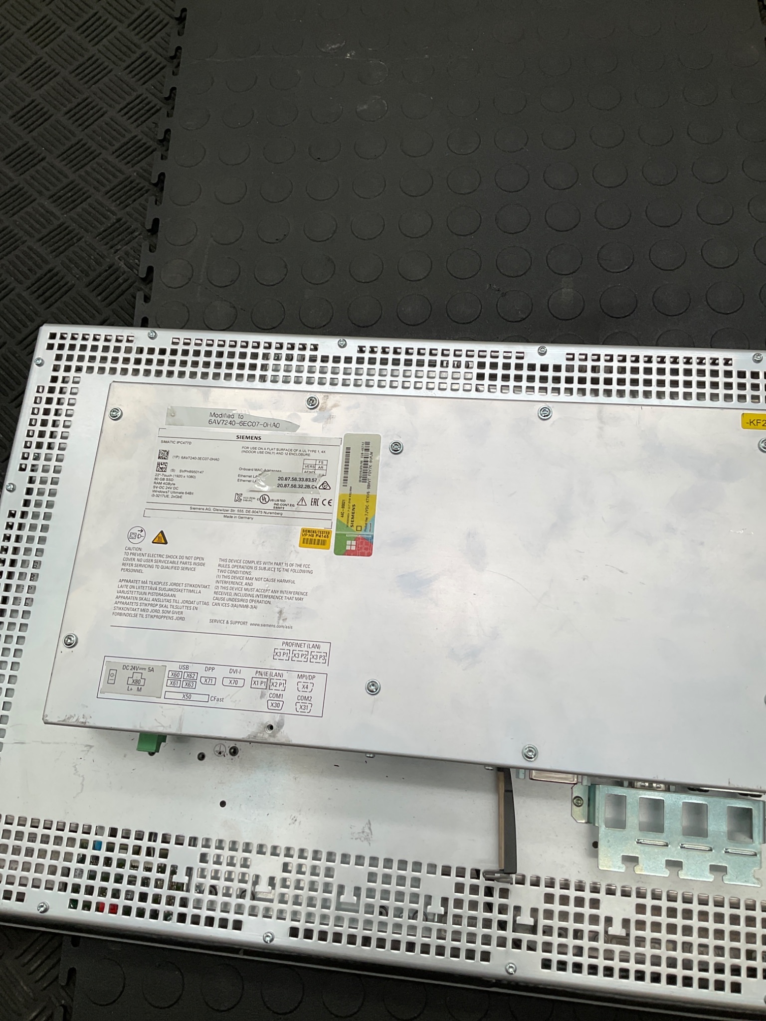 SIEMENS 6AV7240‑3EC07‑0HA0 SIMATIC IPC477D 22" Touch Panel USED 2