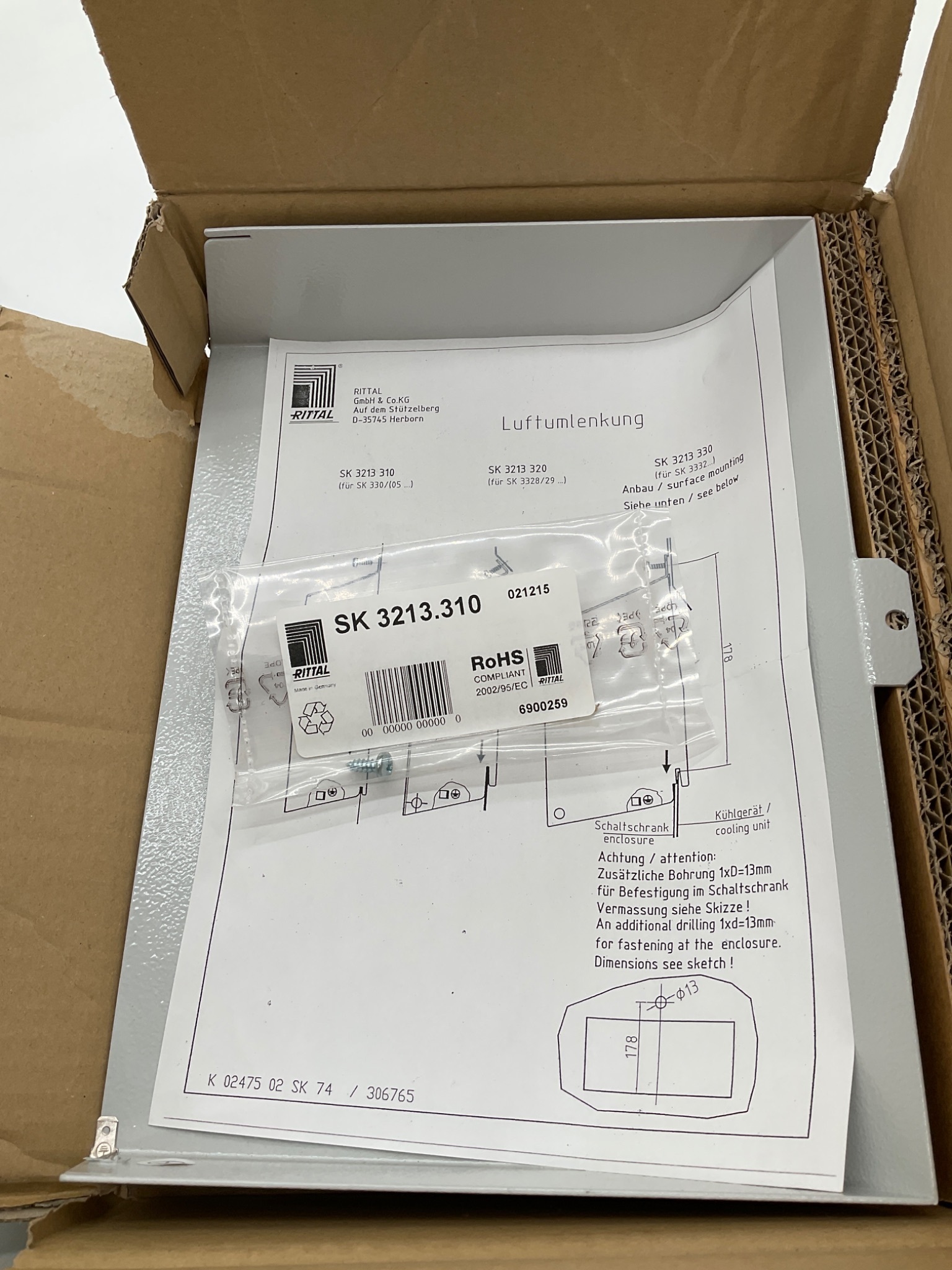 RITTAL SK 3213.310 Air Diverter for Filter Fan NEW 0