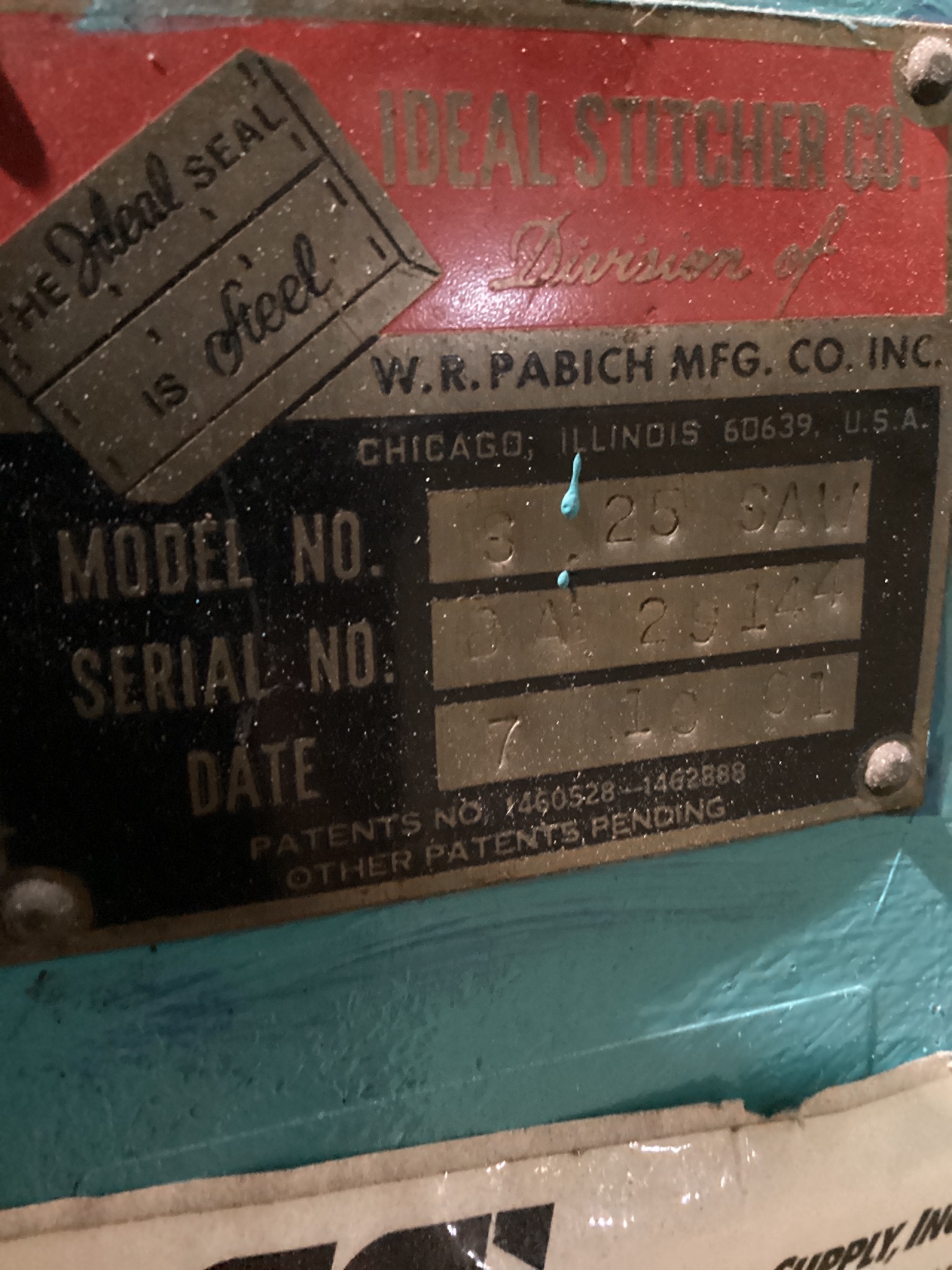 IDEAL STITCHER S-25-SAW Wire Stitching Machine USED 1