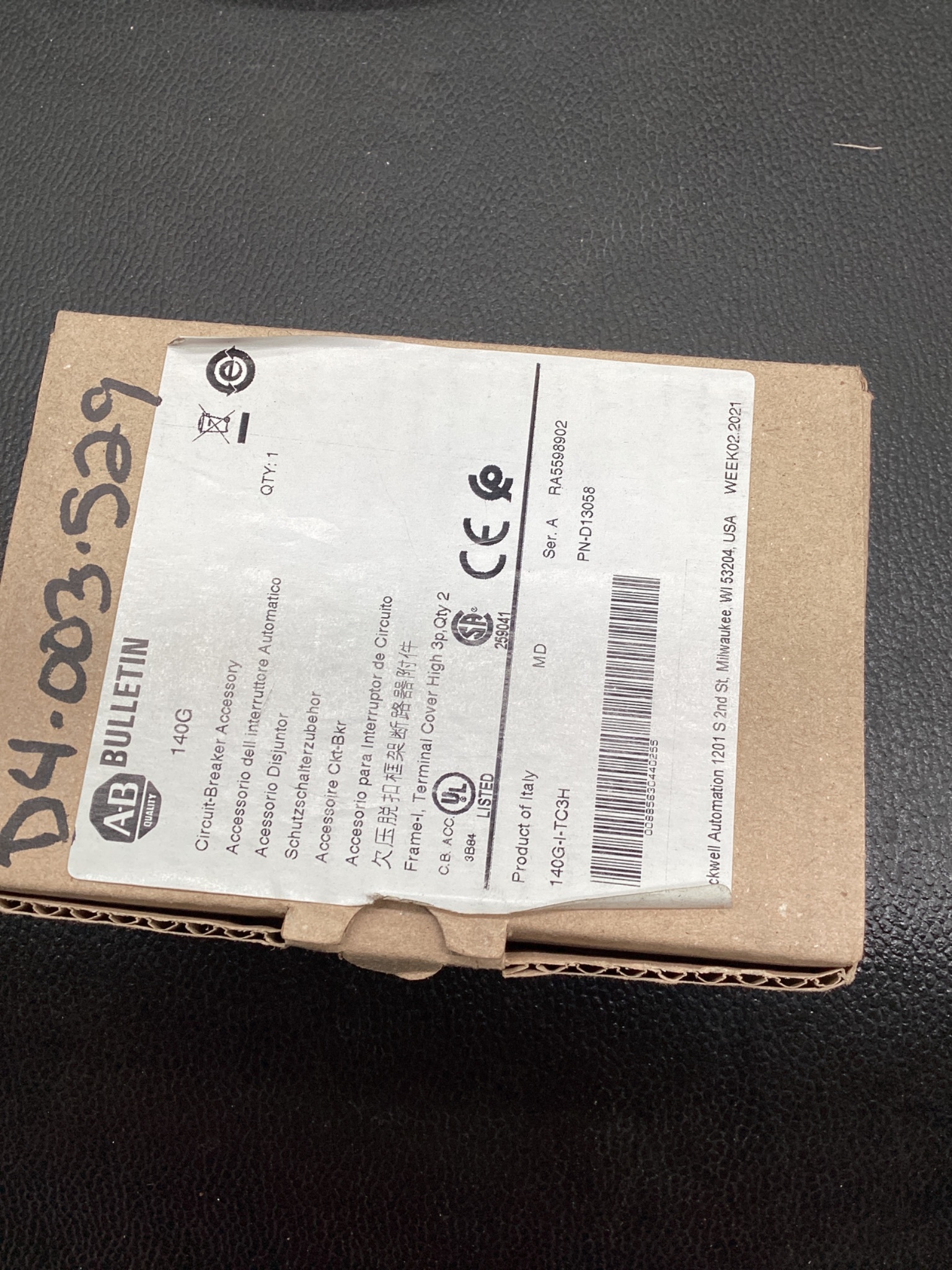 ALLEN-BRADLEY 140G-I-TC3H High Terminal Cover 3-Pole Frame I NEW 1