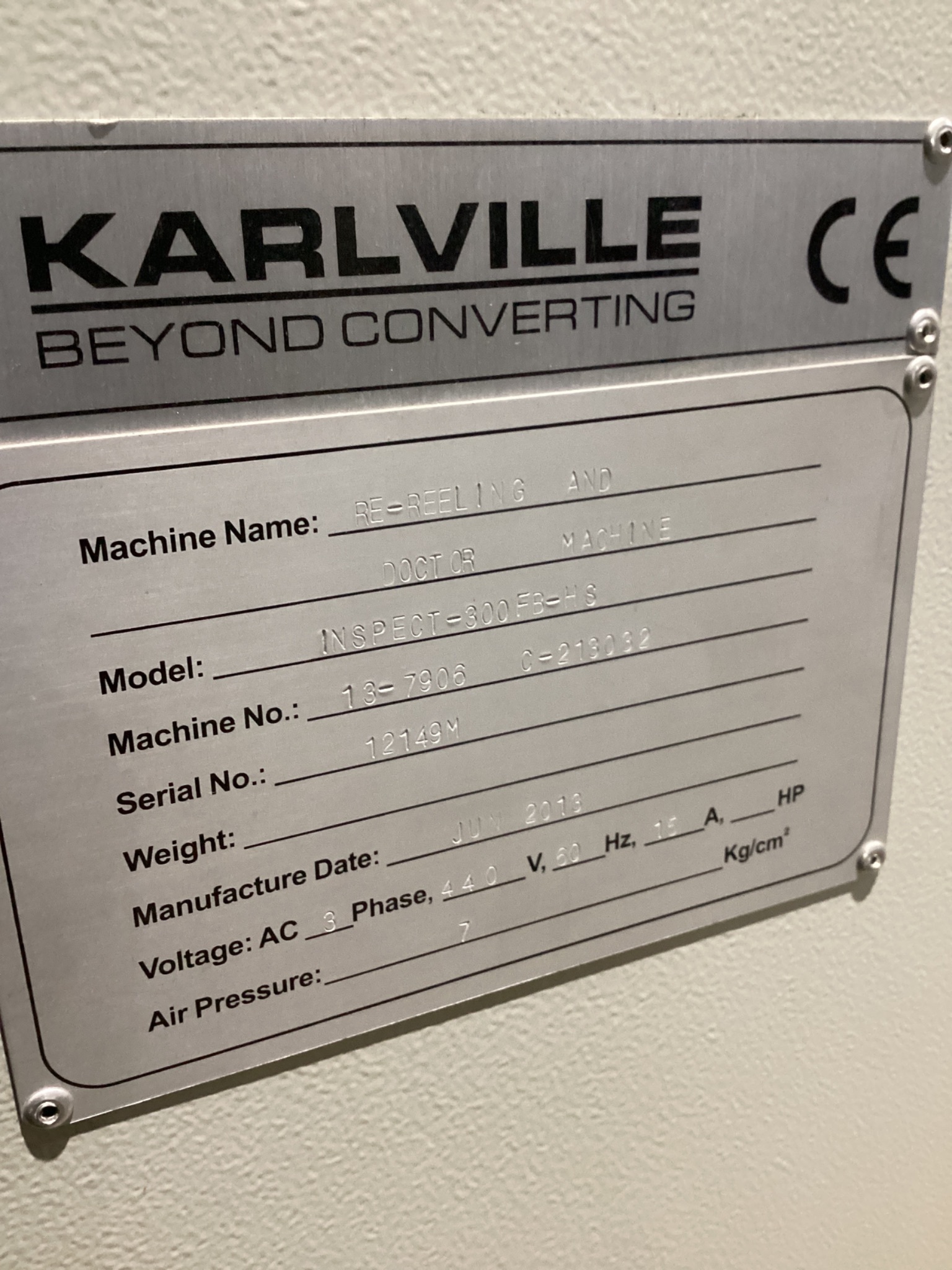 KARLVILLE INSPECT-300FB-HS Re-Reeling and Doctor Machine USED 5
