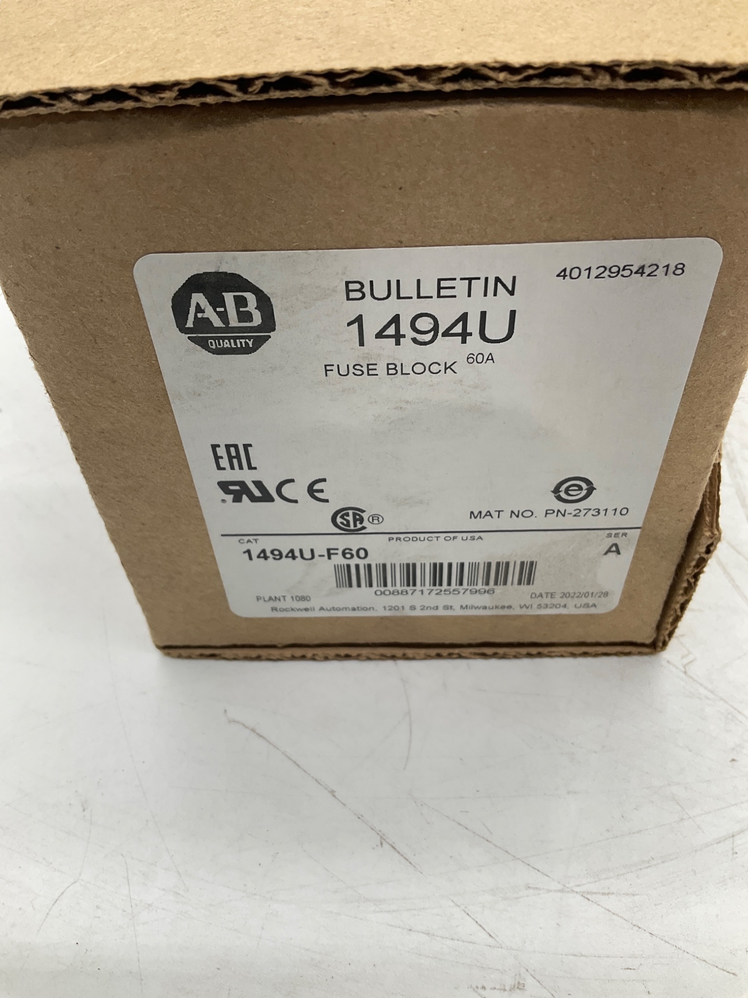 ALLEN-BRADLEY 1494U-F60 60A Fuse Block NEW 1