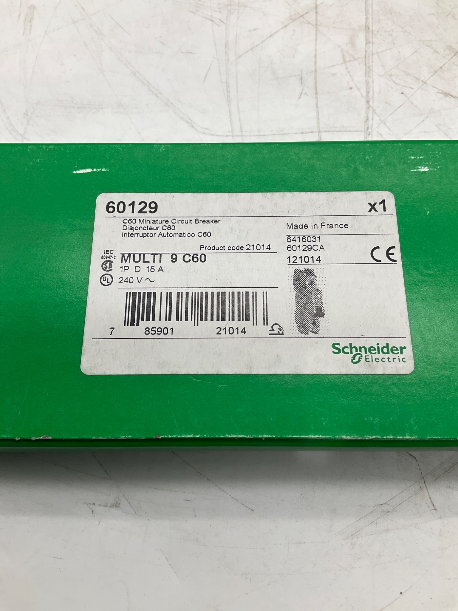 SCHNEIDER ELECTRIC 60129 Multi 9 C60 Circuit Breaker 15A 1P NEW 2