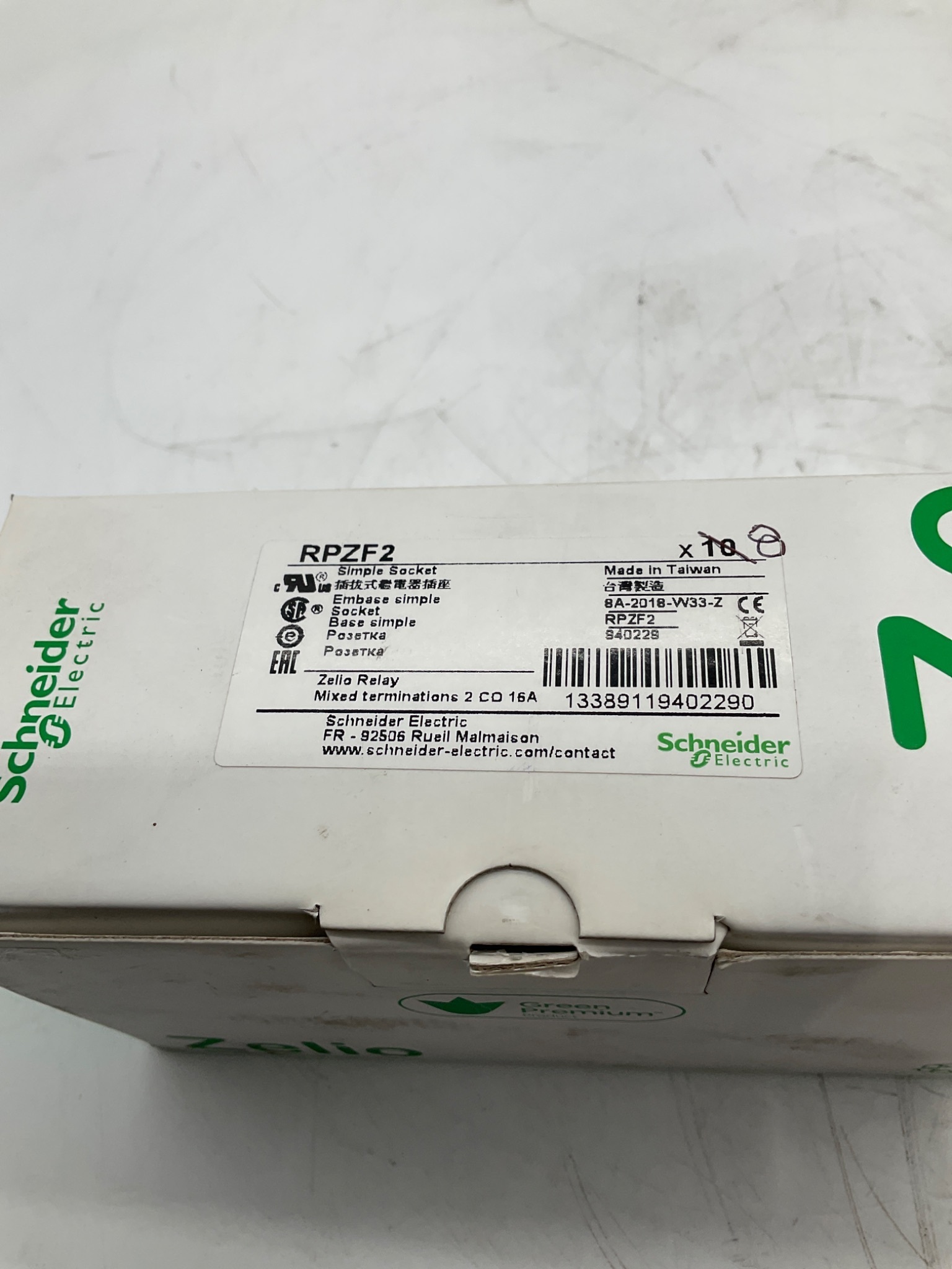 SCHNEIDER ELECTRIC RPZF2 Zelio Relay Socket 2CO 16A (Lot of 8) NEW 1