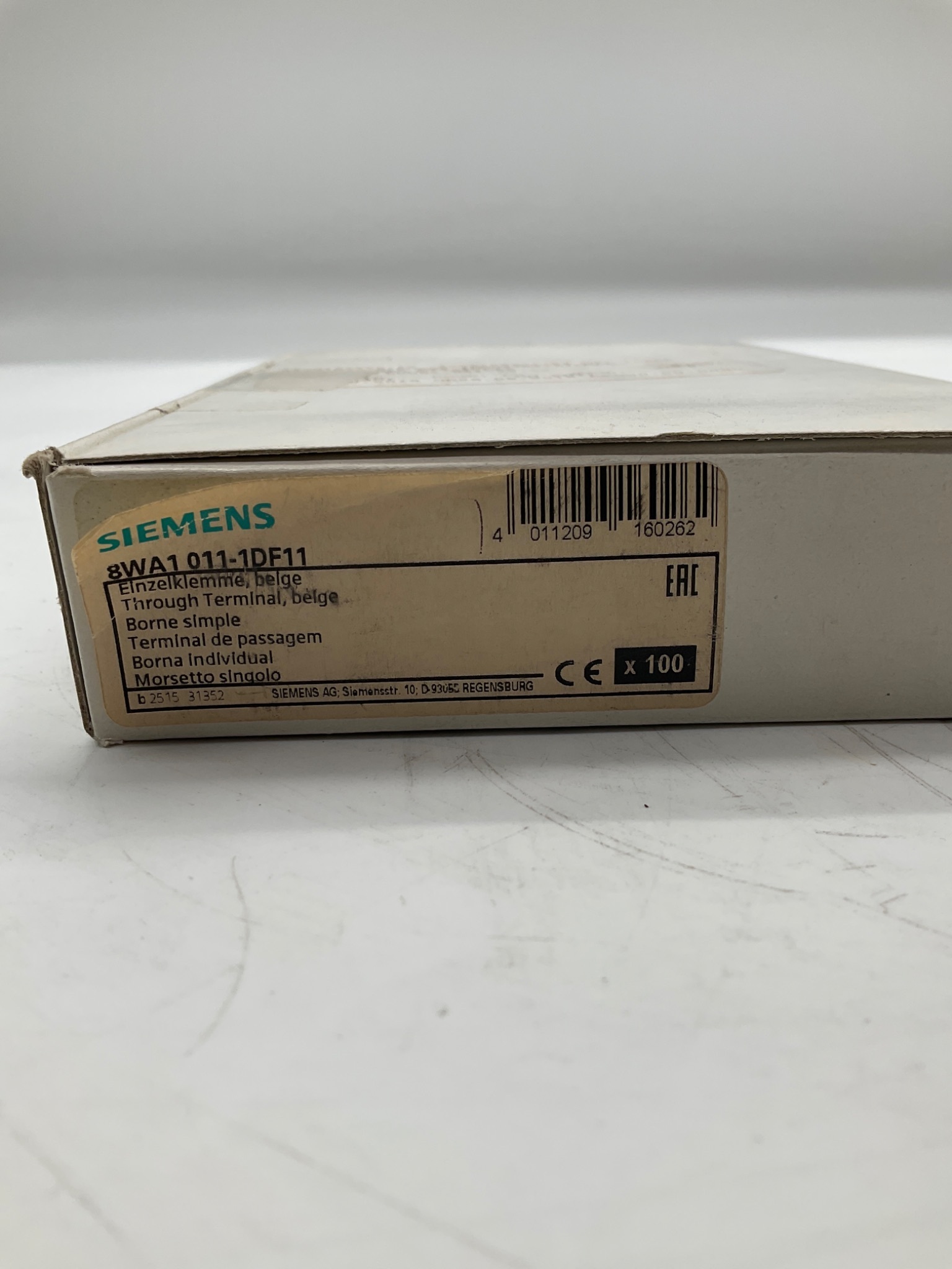 SIEMENS 8WA1011-1DF11 Through Terminal Block Beige (Box of 100) NEW 1