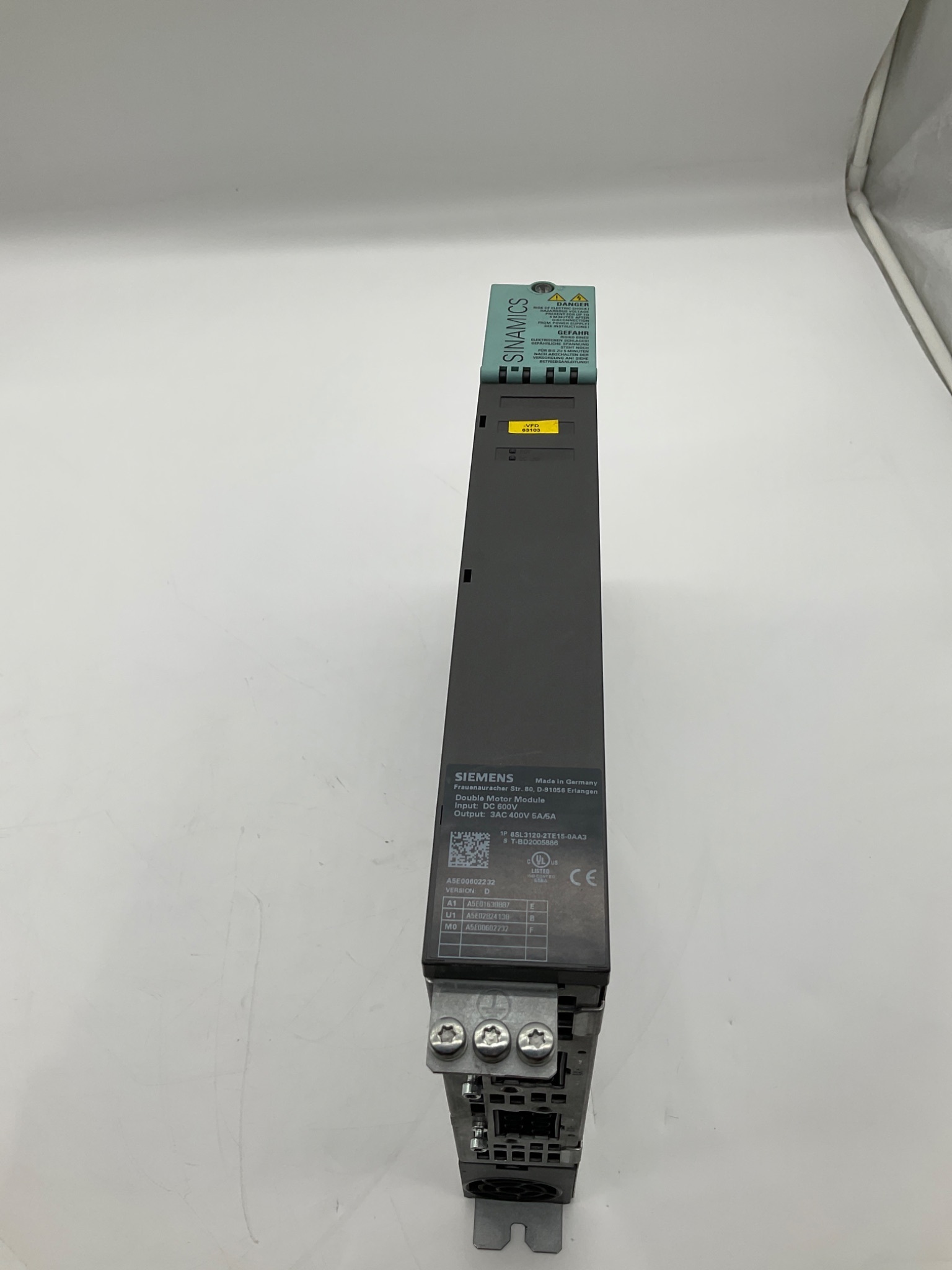 SIEMENS 6SL3120-2TE15-0AA3 SINAMICS S120 Double Motor Module USED 0