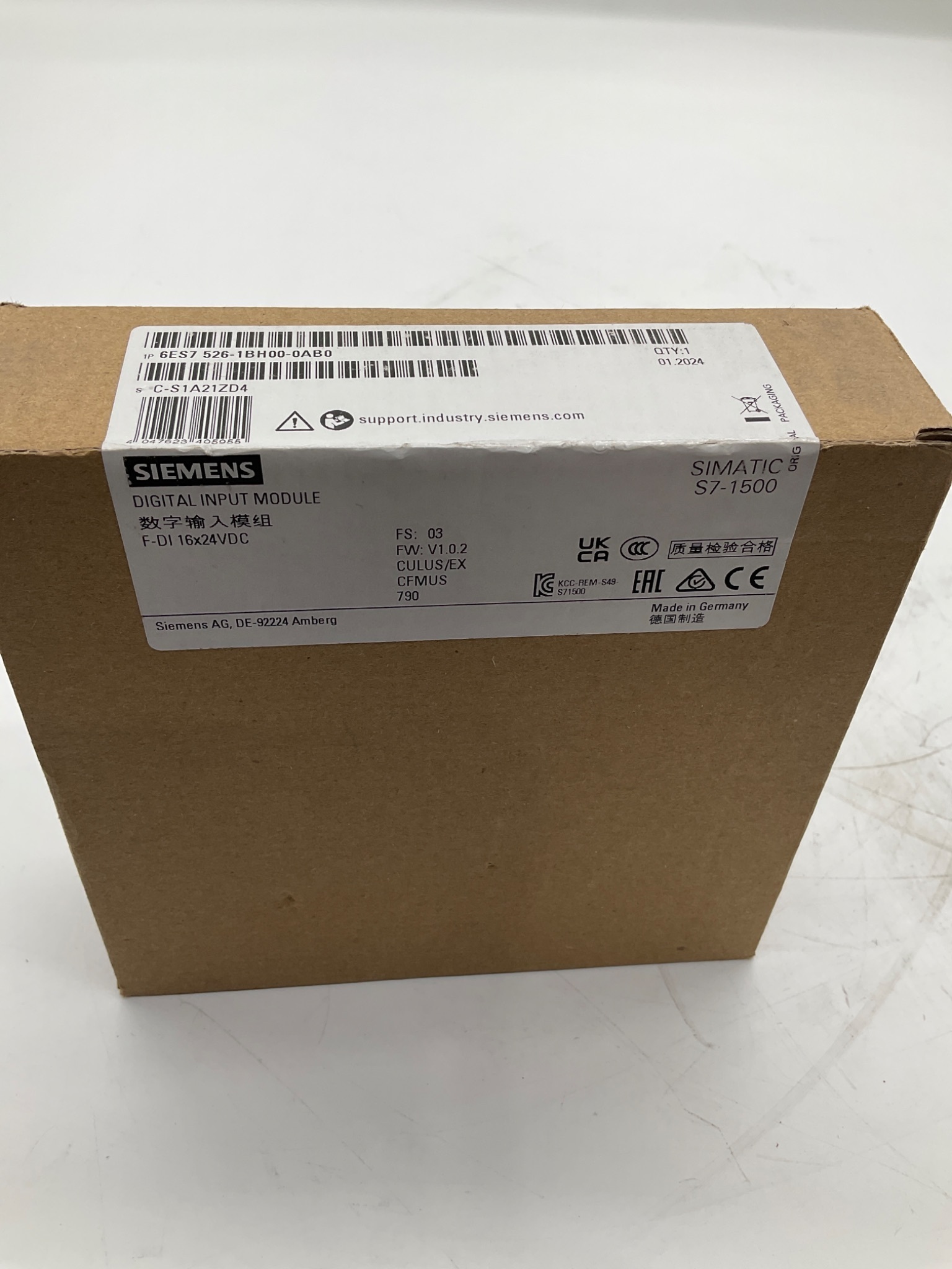 SIEMENS 6ES7526-1BH00-0AB0 SIMATIC S7-1500 F-DI 16x24VDC Digital Input Module NEW 1