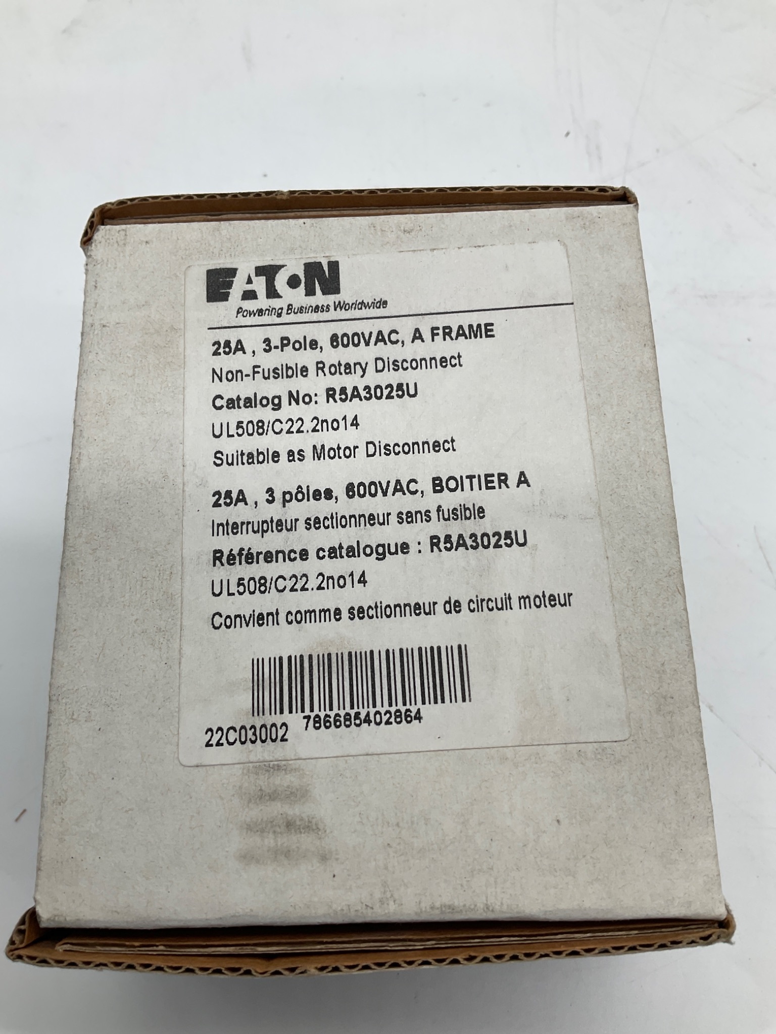EATON R5A3025U Non-Fusible Rotary Disconnect Switch NEW 1