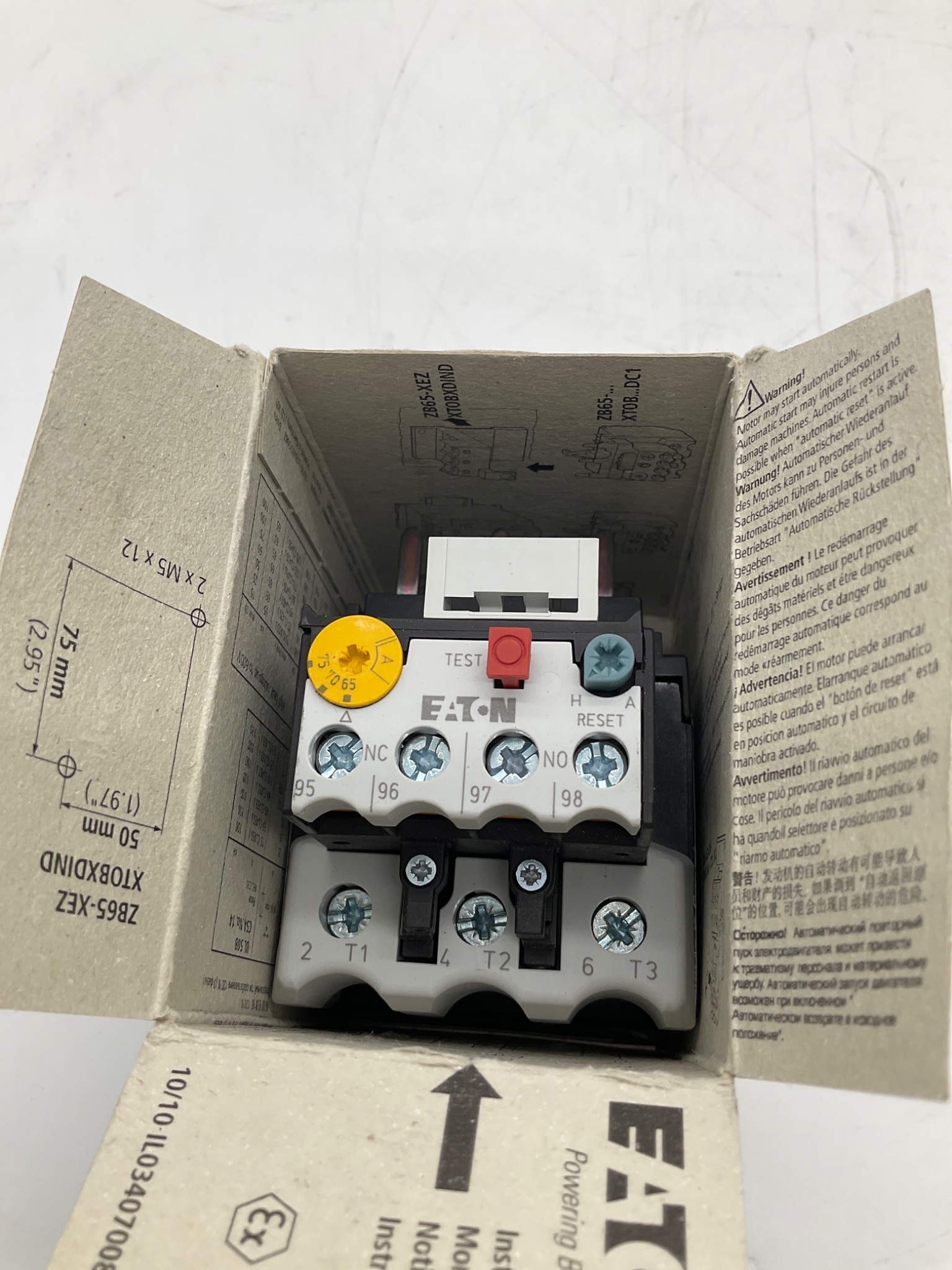 EATON ZB65-75 Thermal Overload Relay NEW 2