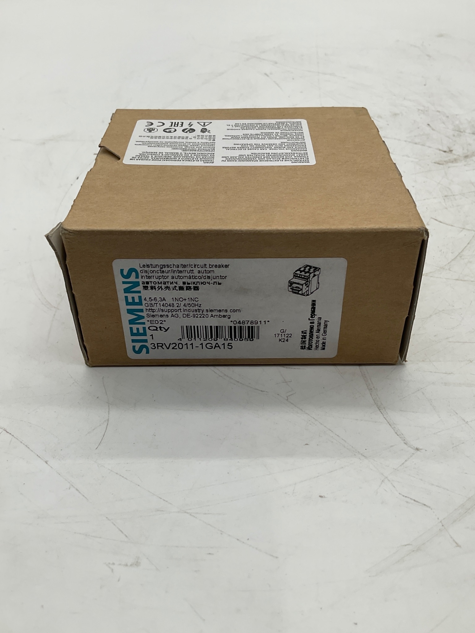 SIEMENS 3RV2011-1GA15 SIRIUS Motor Protection Circuit Breaker NEW 1