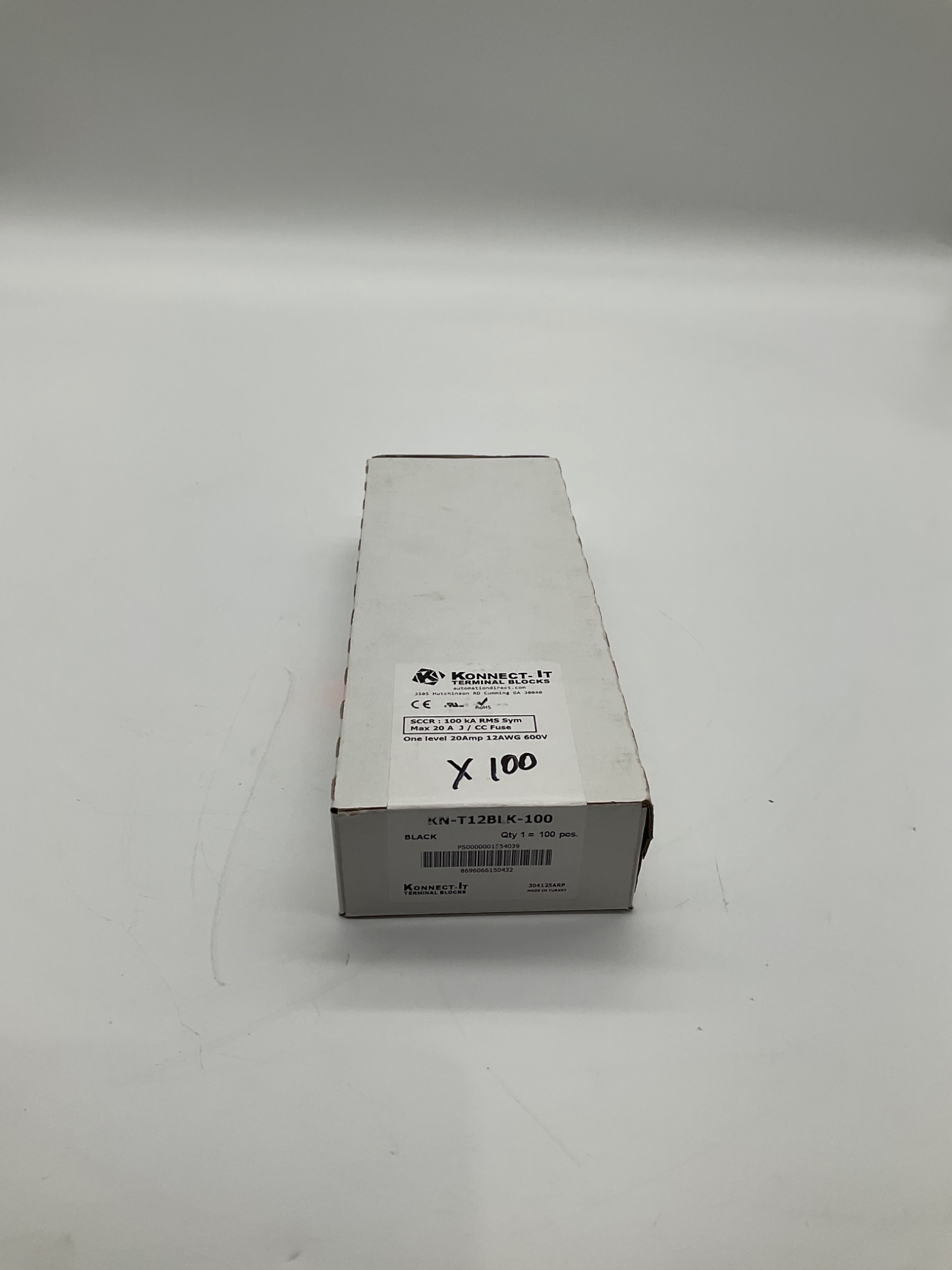 KONNECT-IT KN-T12BLK-100 Feed-Through Terminal Block (Lot of 100) NEW 0