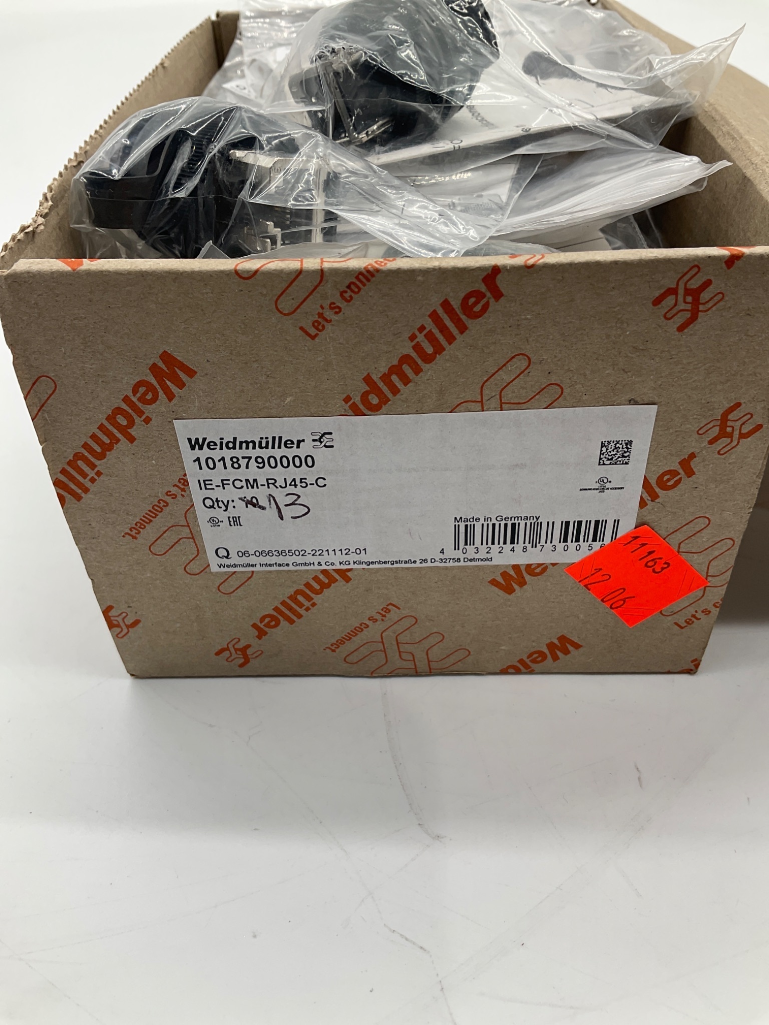 WEIDMULLER IE-FCM-RJ45-C RJ45 Panel Feedthrough Connector (LOT OF 13) NEW 2