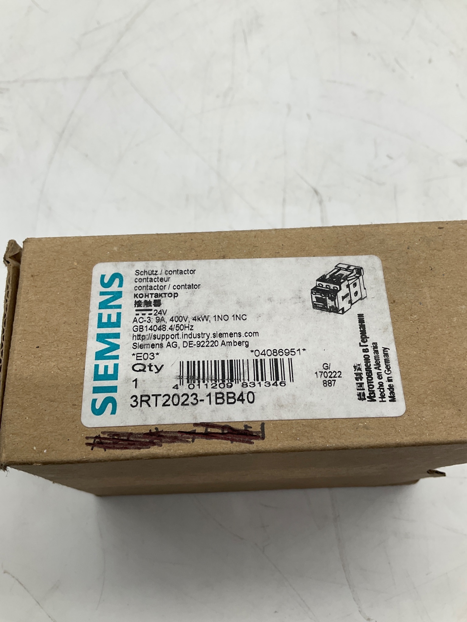 SIEMENS 3RT2023-1BB40 SIRIUS Contactor NEW 2