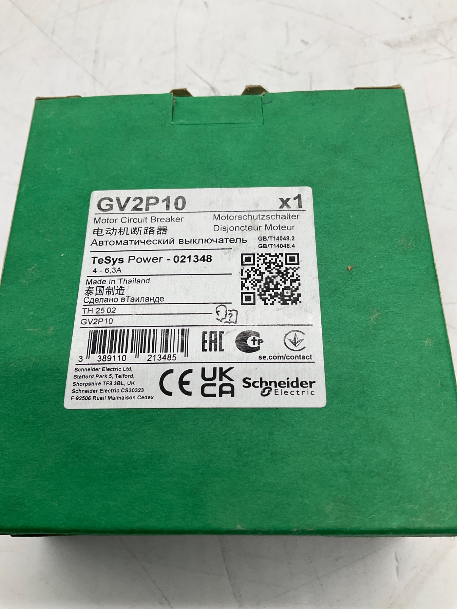 SCHNEIDER ELECTRIC GV2P10 TeSys Power Motor Circuit Breaker NEW 1