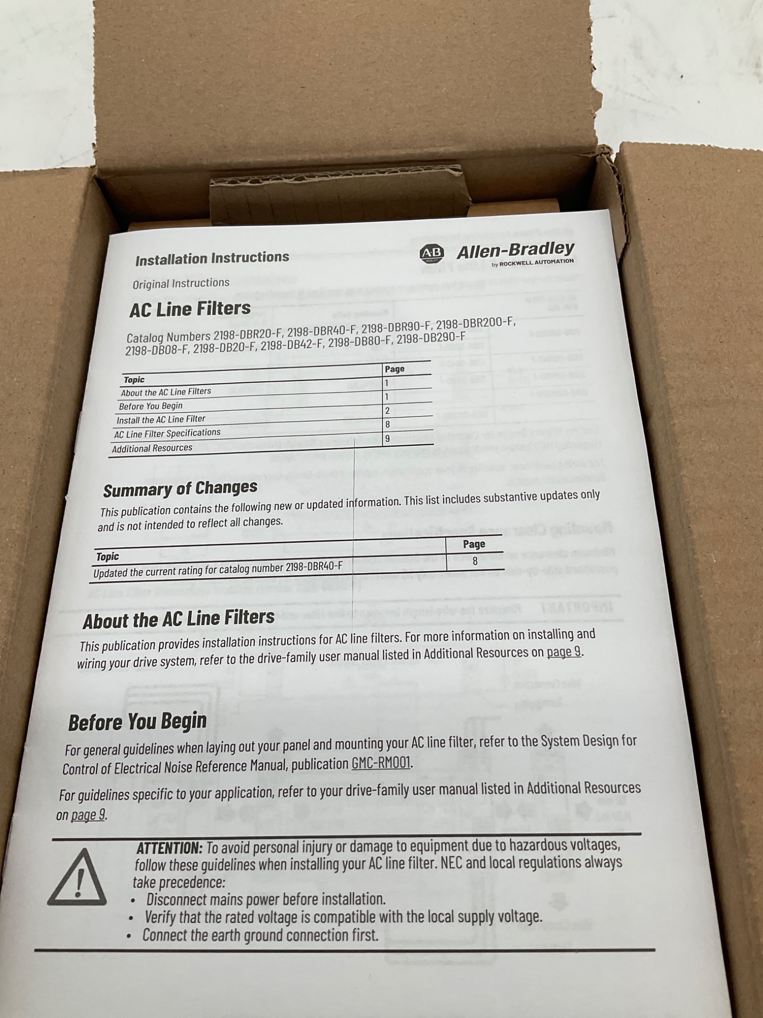 ALLEN BRADLEY 2198-DBR20-F Kinetix 5700 Line Filter 20A NEW 1