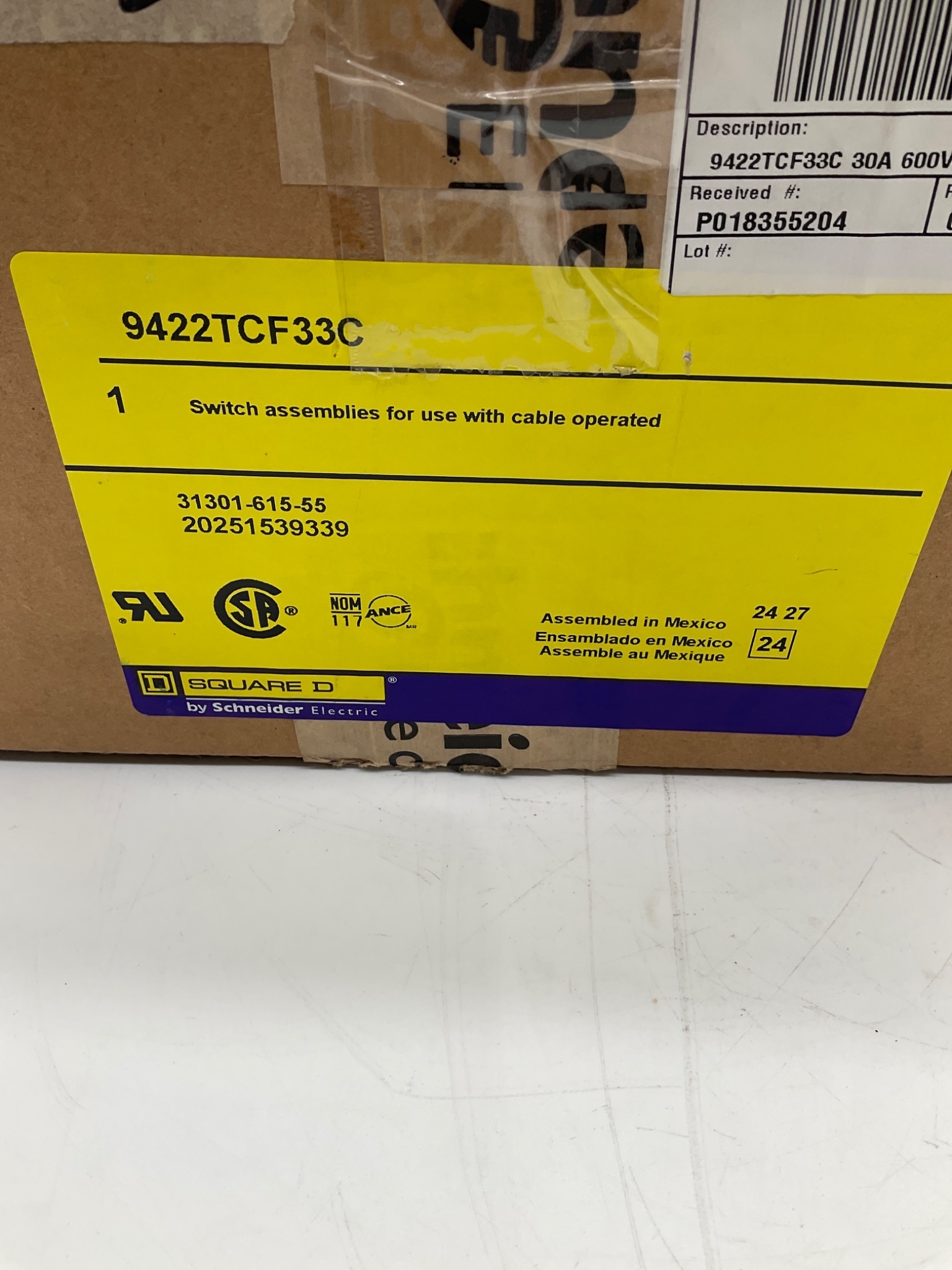 SQUARE D 9422TCF33C Type T Flange Mounted Disconnect Switch NEW 1