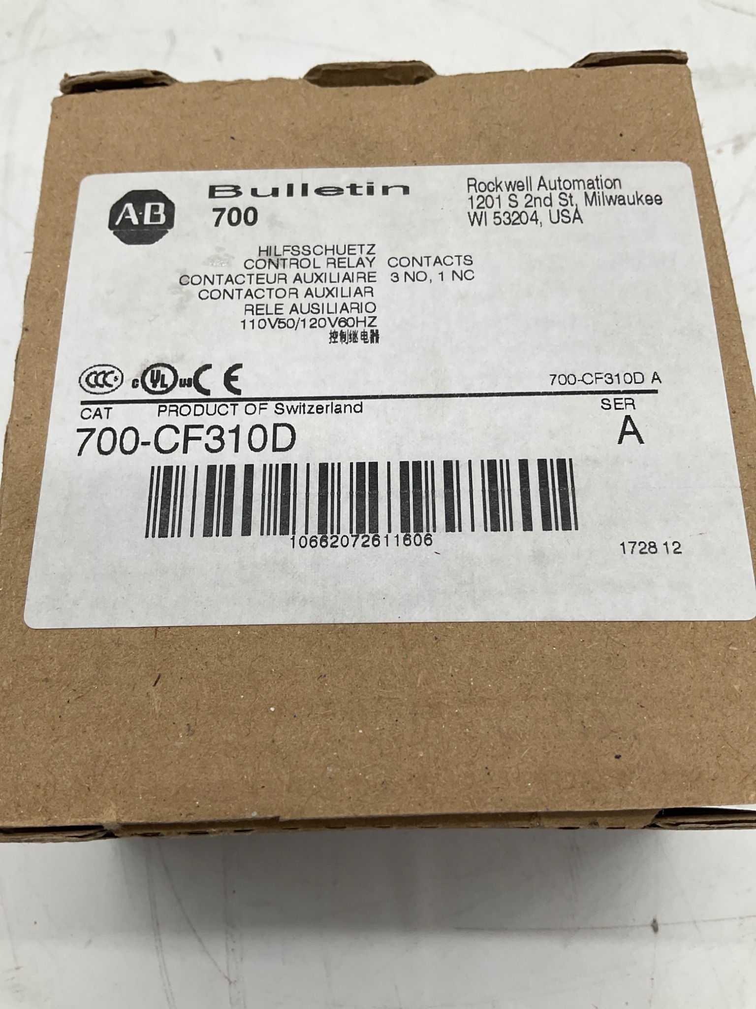 ALLEN-BRADLEY 700-CF310D Control Relay NEW 1