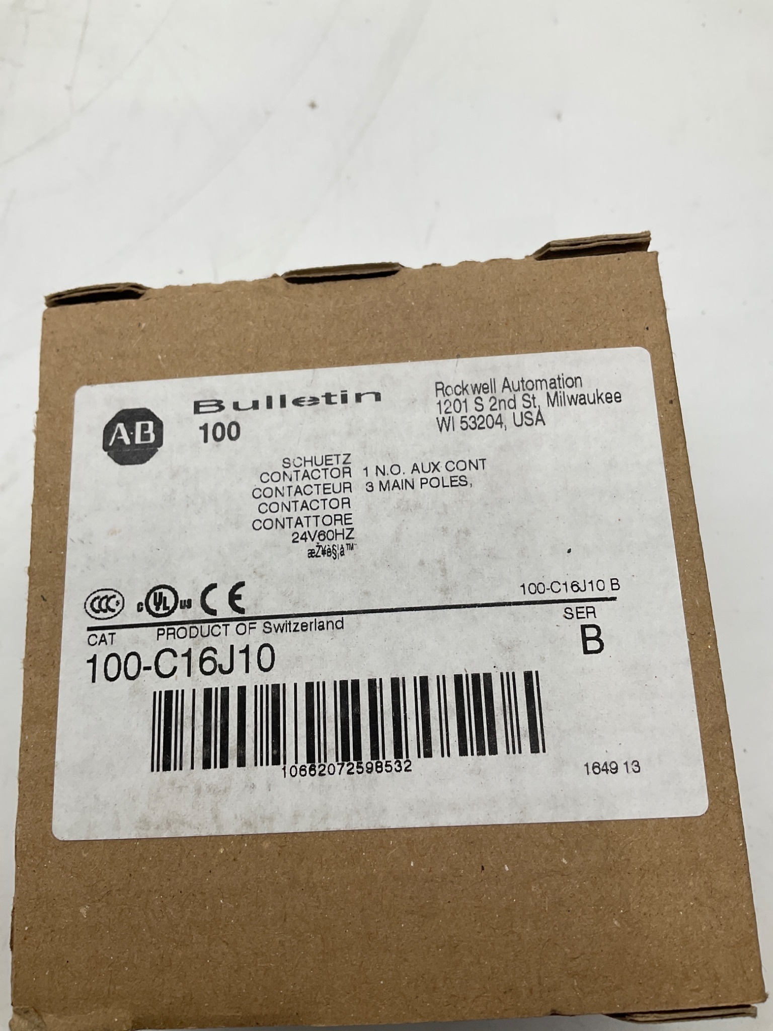 ALLEN-BRADLEY 100-C16J10 IEC Contactor 24V 60Hz NEW 0