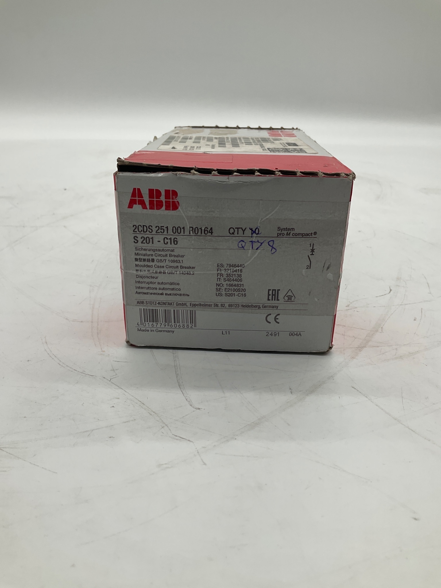 ABB S201-C16 Miniature Circuit Breaker 16A 1 Pole (Lot of 8) NEW 2