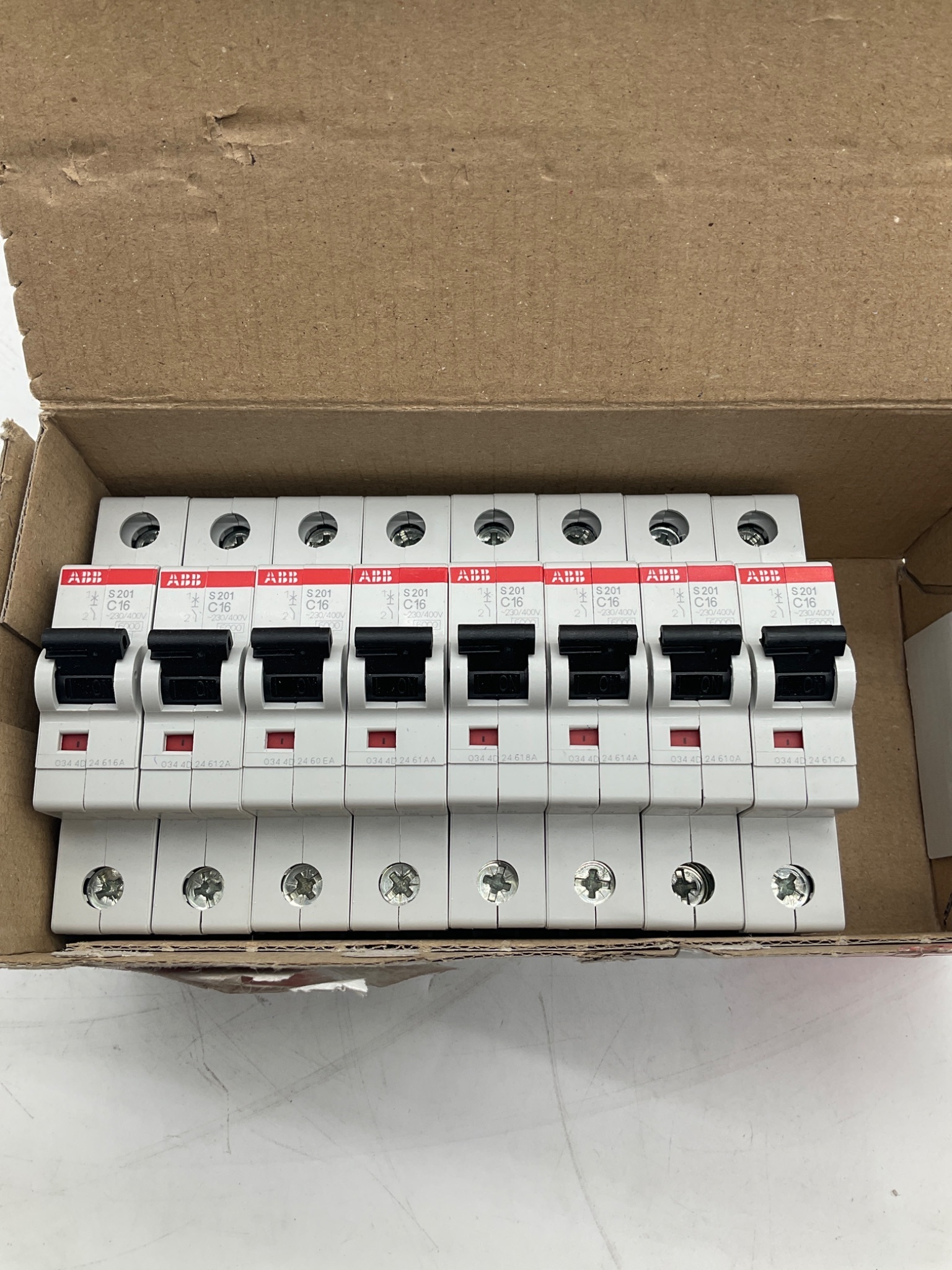 ABB S201-C16 Miniature Circuit Breaker 16A 1 Pole (Lot of 8) NEW 3