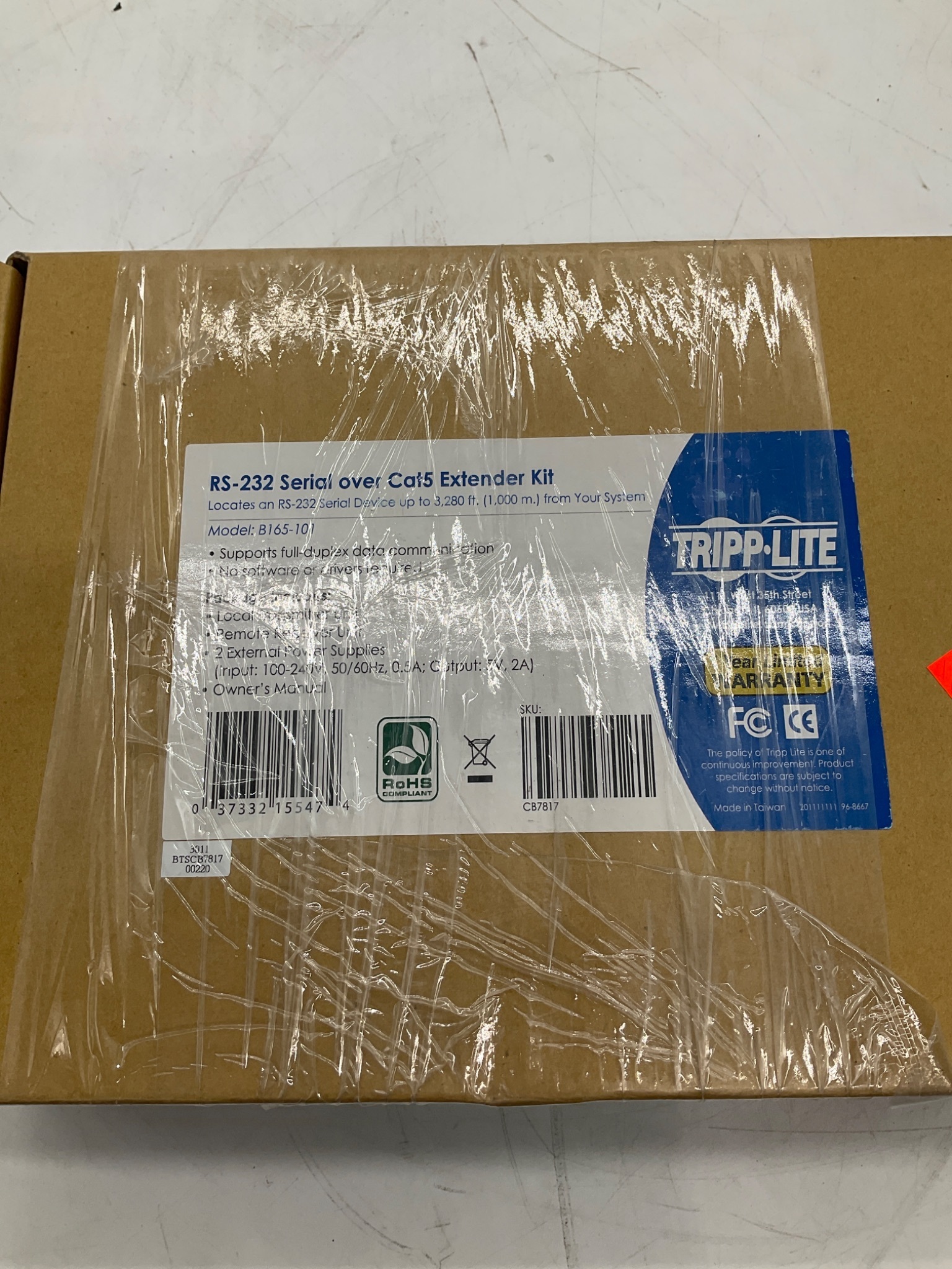 TRIPP LITE B165-101 RS-232 Serial over Cat5 Extender Kit NEW 1