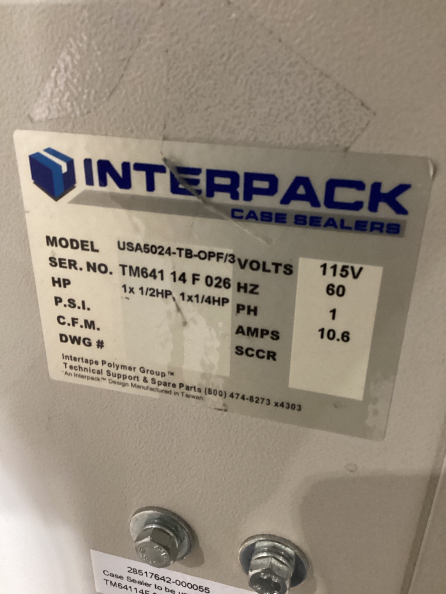 INTERPACK USA5024-TB-OPF/3 Case Sealer USED 6