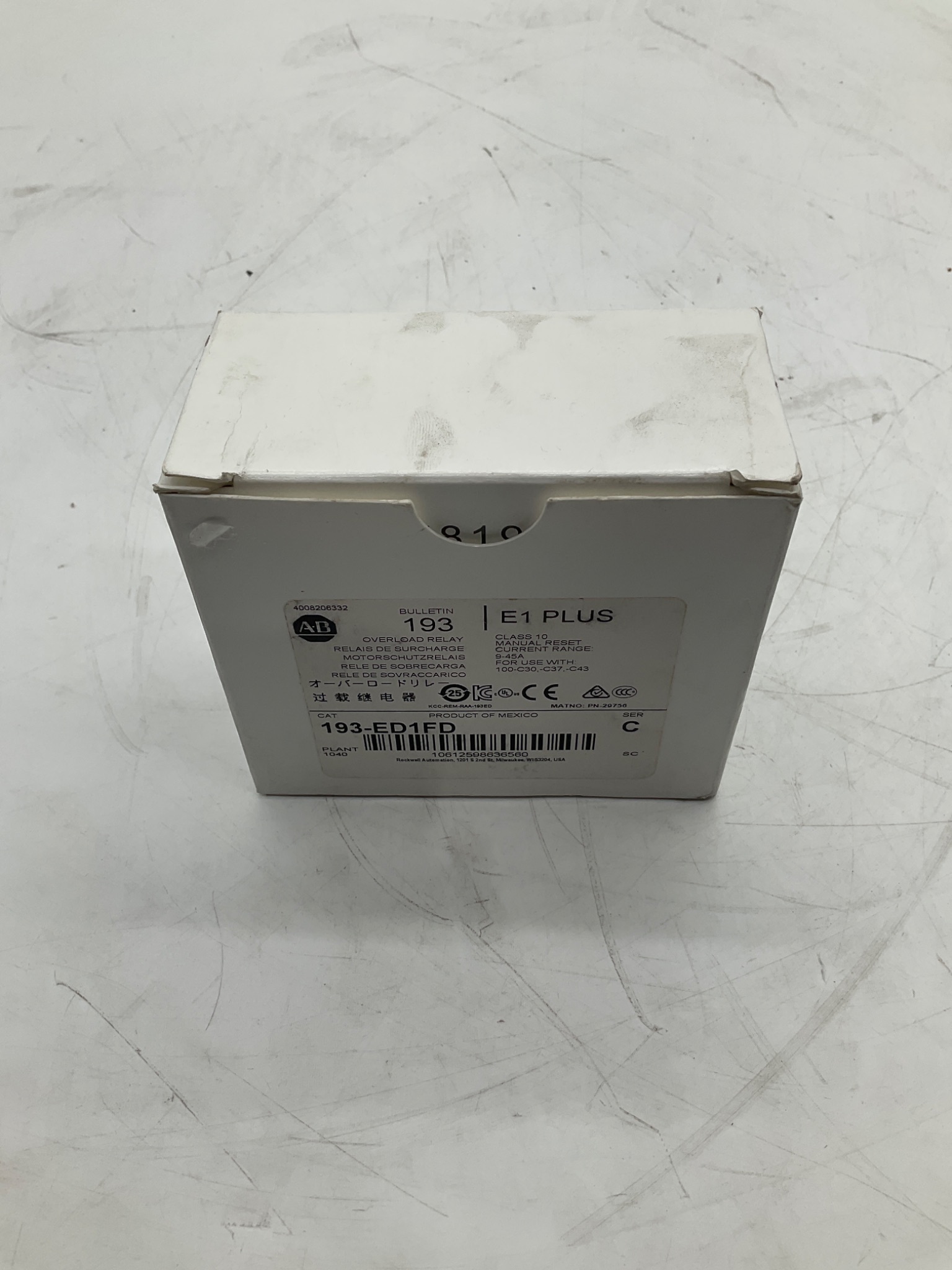 ALLEN-BRADLEY 193-ED1FD E1 Plus Electronic Overload Relay 9-45A NEW 2