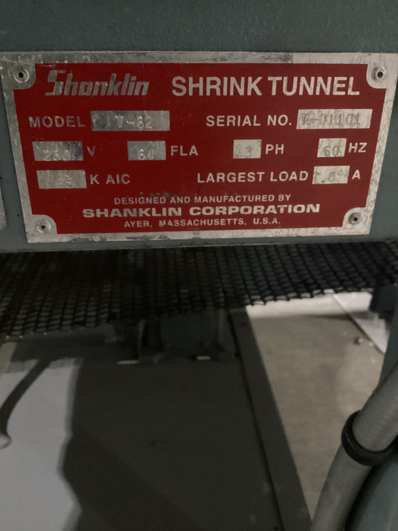 SHANKLIN T-62 Shrink Tunnel USED 1