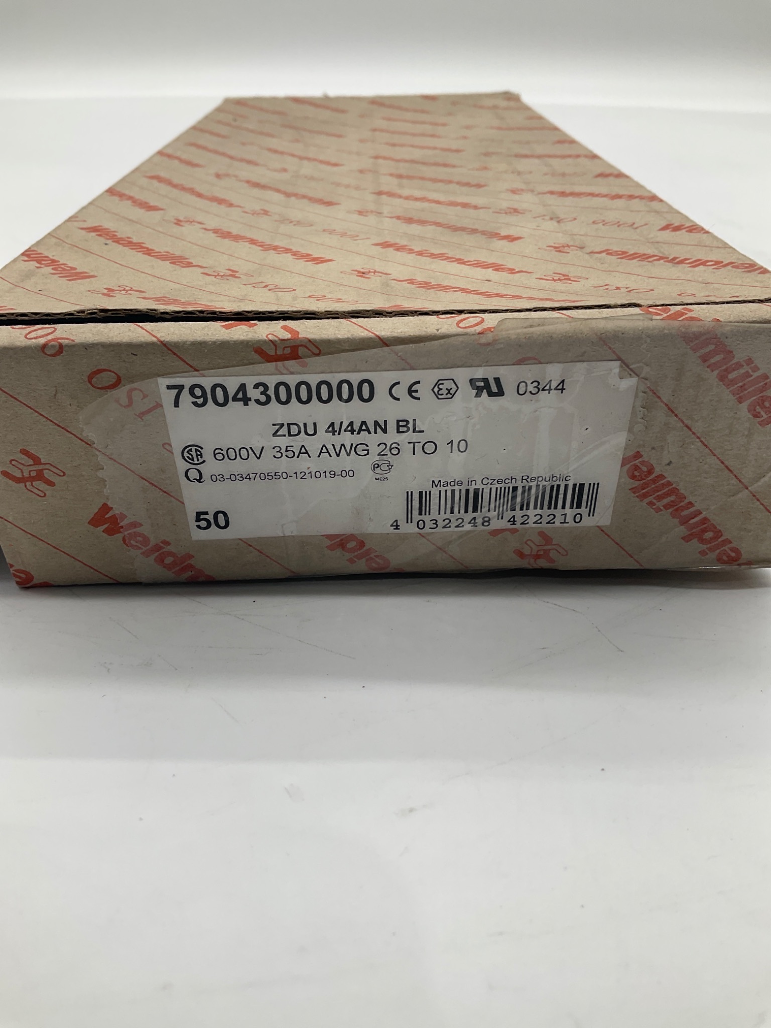 Weidmuller 7904300000 ZDU 4/4AN BL Feed-Through Terminal Block (Lot of 50) NEW 1