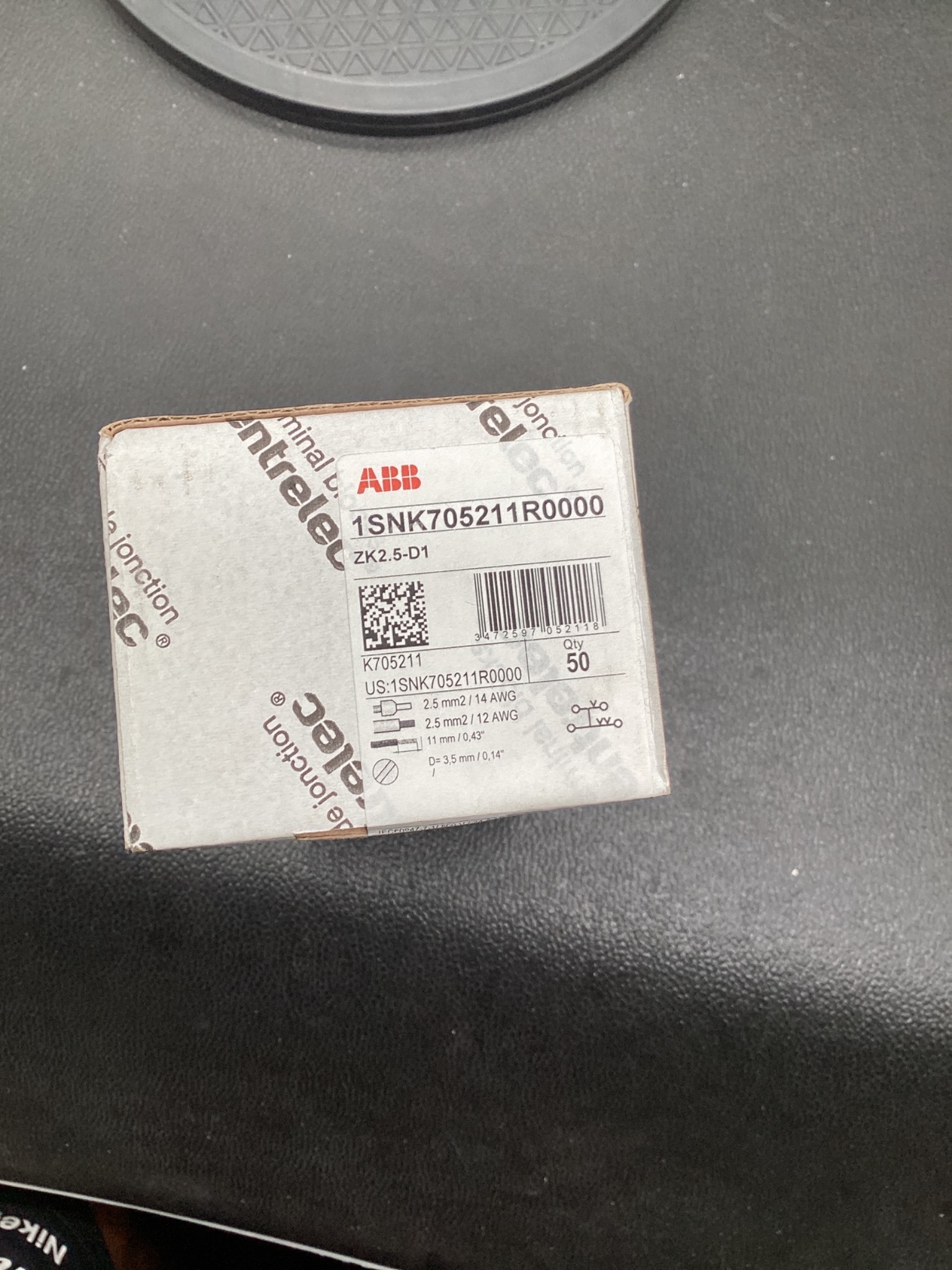 ABB/Entrelec 1SNK705211R0000 ZK2.5-D1 Feed-Through Terminal Block (Box of 50) NEW 2