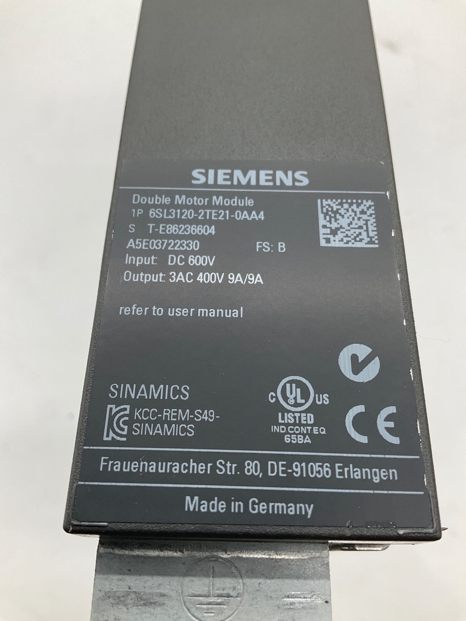 SIEMENS 6SL3120-2TE21-0AA4 SINAMICS Double Motor Module USED 2