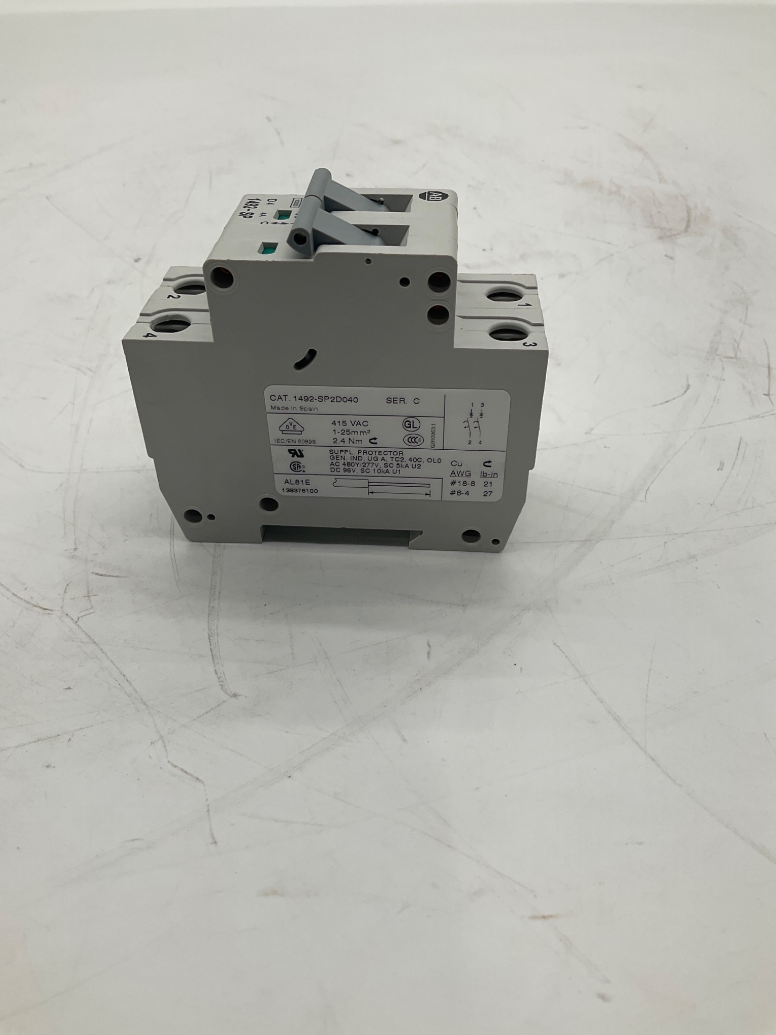 Allen-Bradley 1492-SP2D040 Supplementary Protector 2-Pole 4A NEW 0