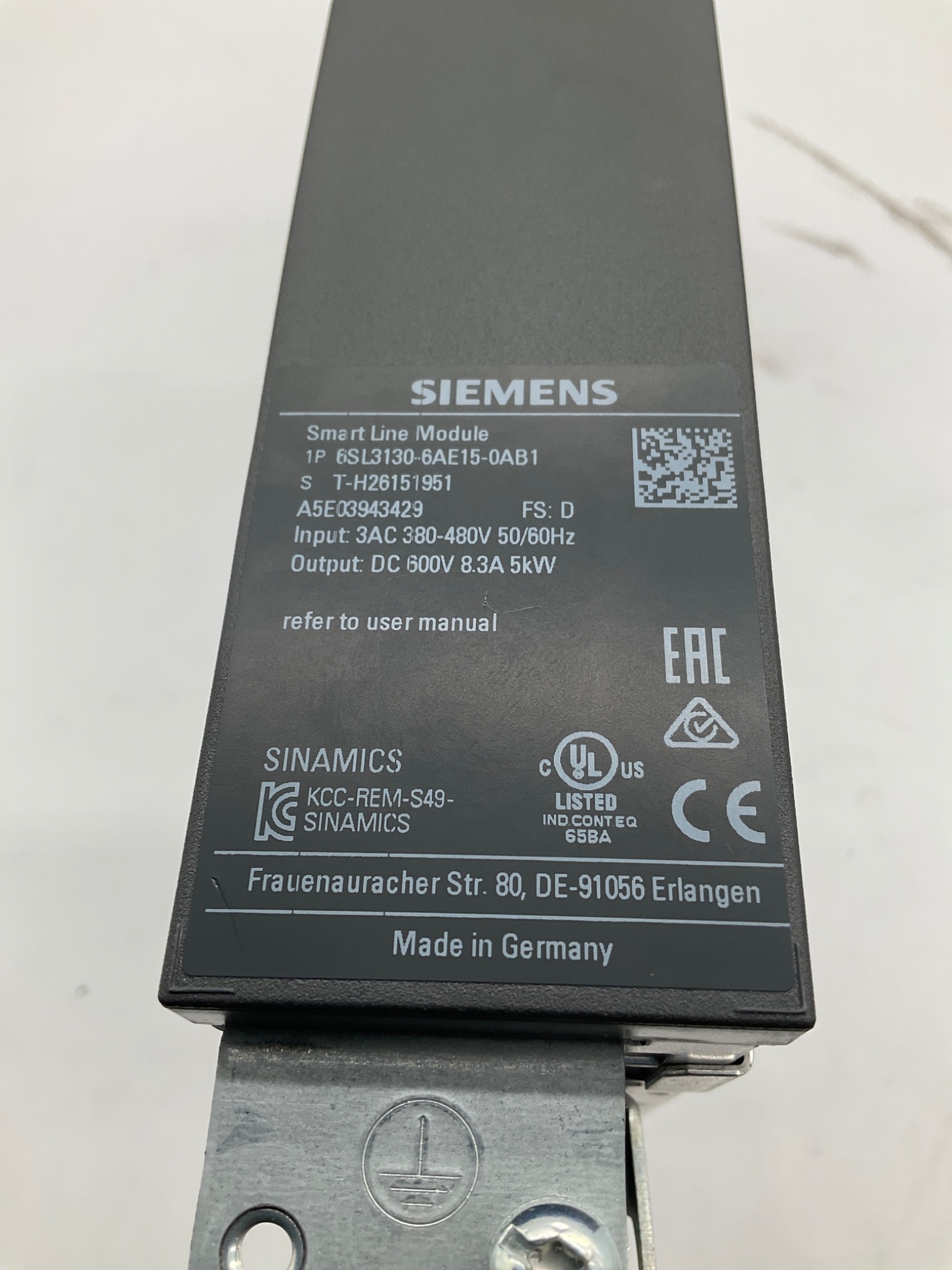 SIEMENS 6SL3130-6AE15-0AB1 SINAMICS Smart Line Module USED 3