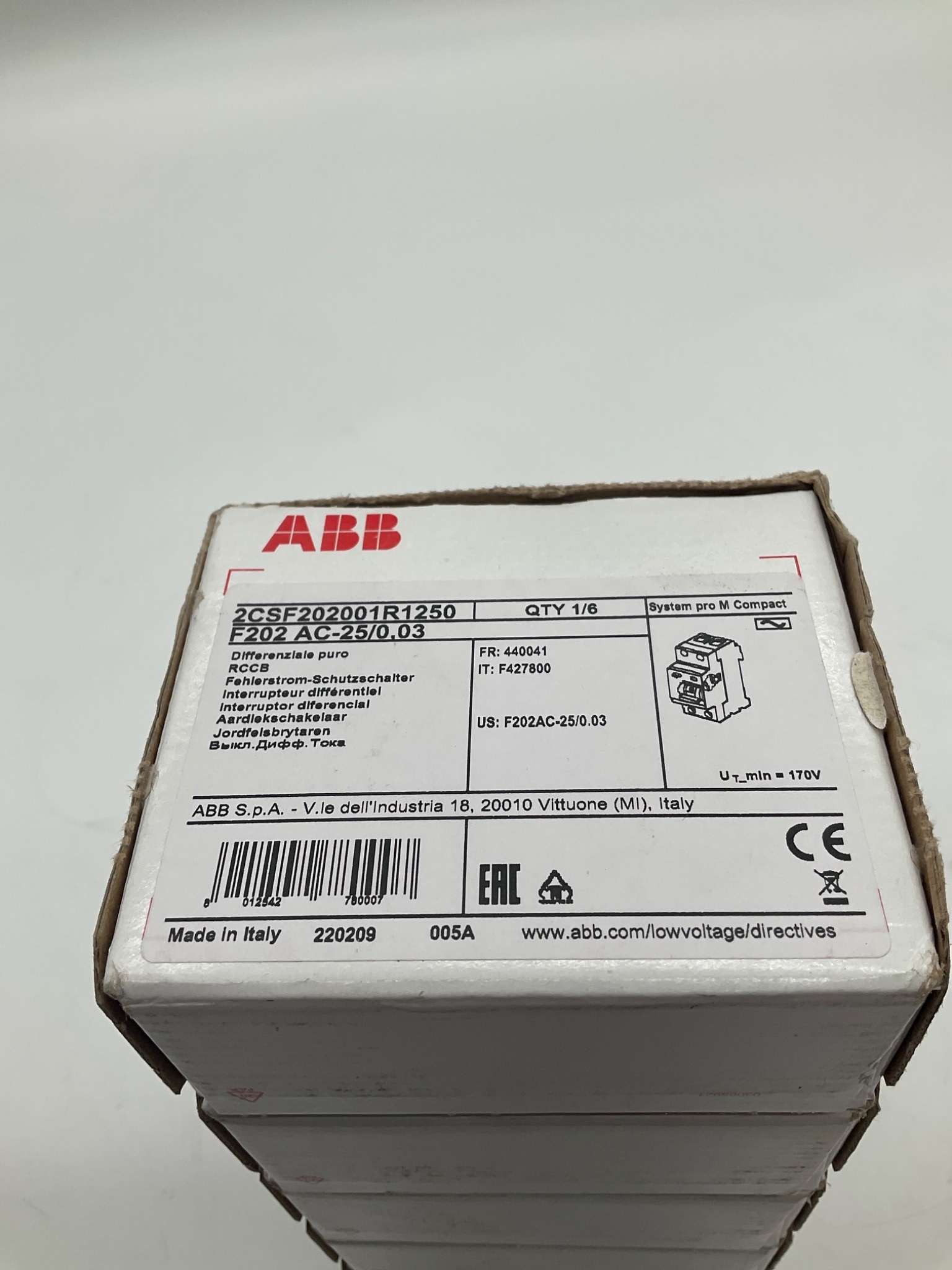 ABB F202 AC-25/0.03 Residual Current Circuit Breaker (Pack of 5) NEW 3
