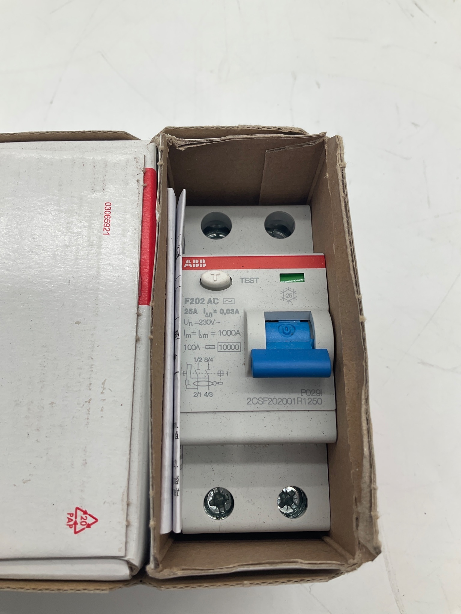 ABB F202 AC-25/0.03 Residual Current Circuit Breaker 25A 30mA (Lot of 6) NEW 2