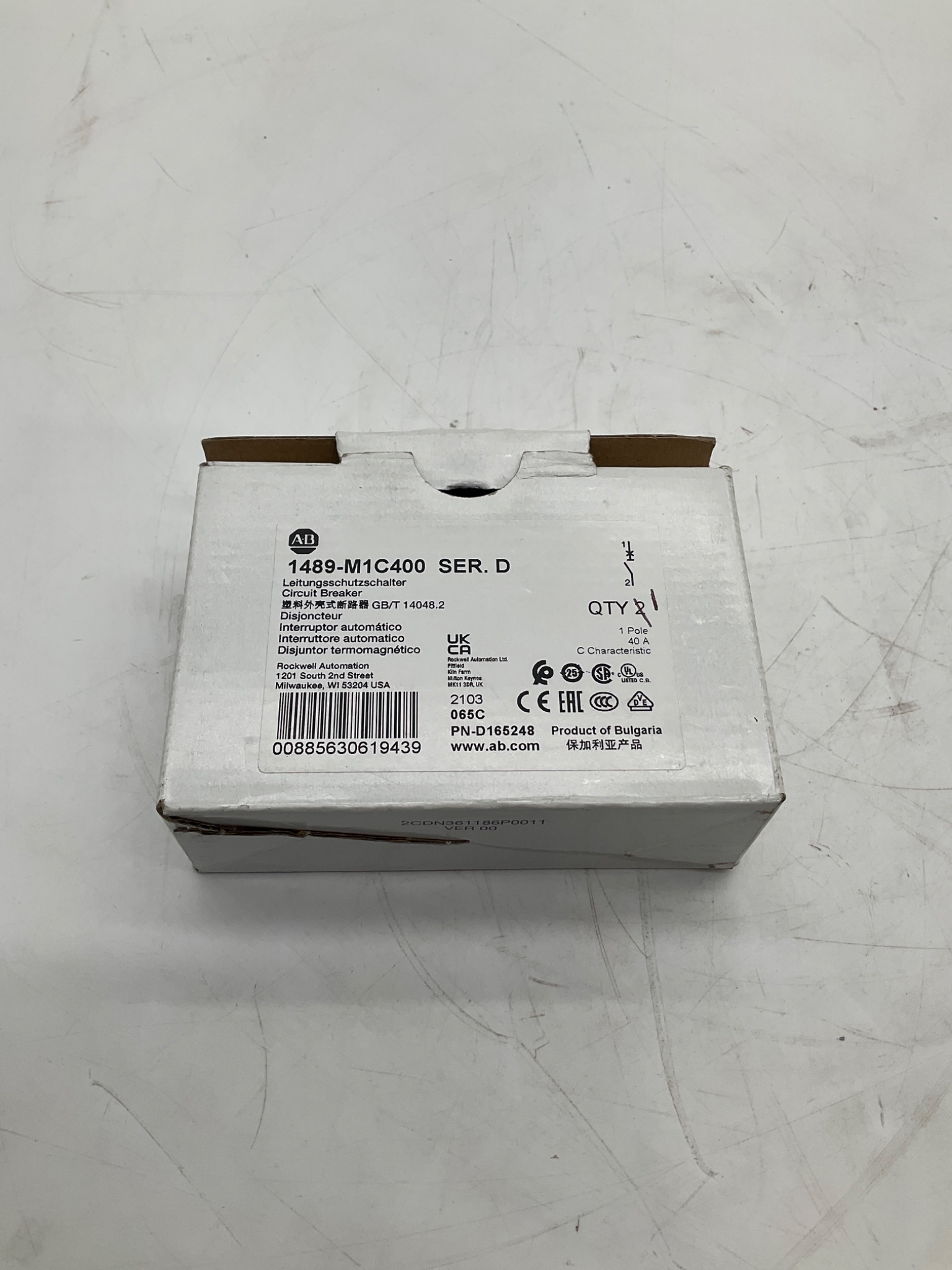 Allen-Bradley 1489-M1C400 Miniature Circuit Breaker 1-Pole 40A NEW 1