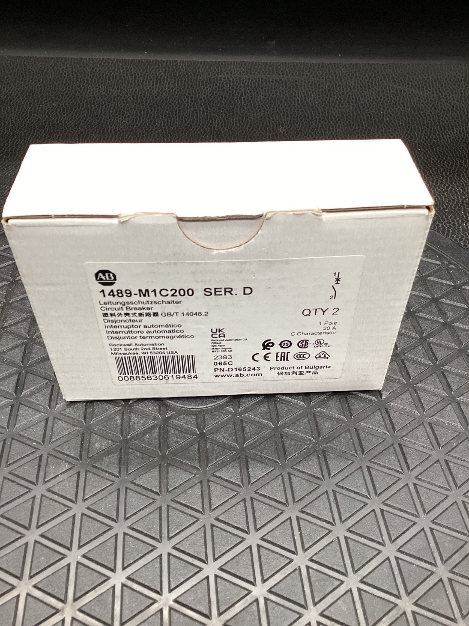 Allen-Bradley 1489-M1C200 Miniature Circuit Breaker 1-Pole 20A NEW 1